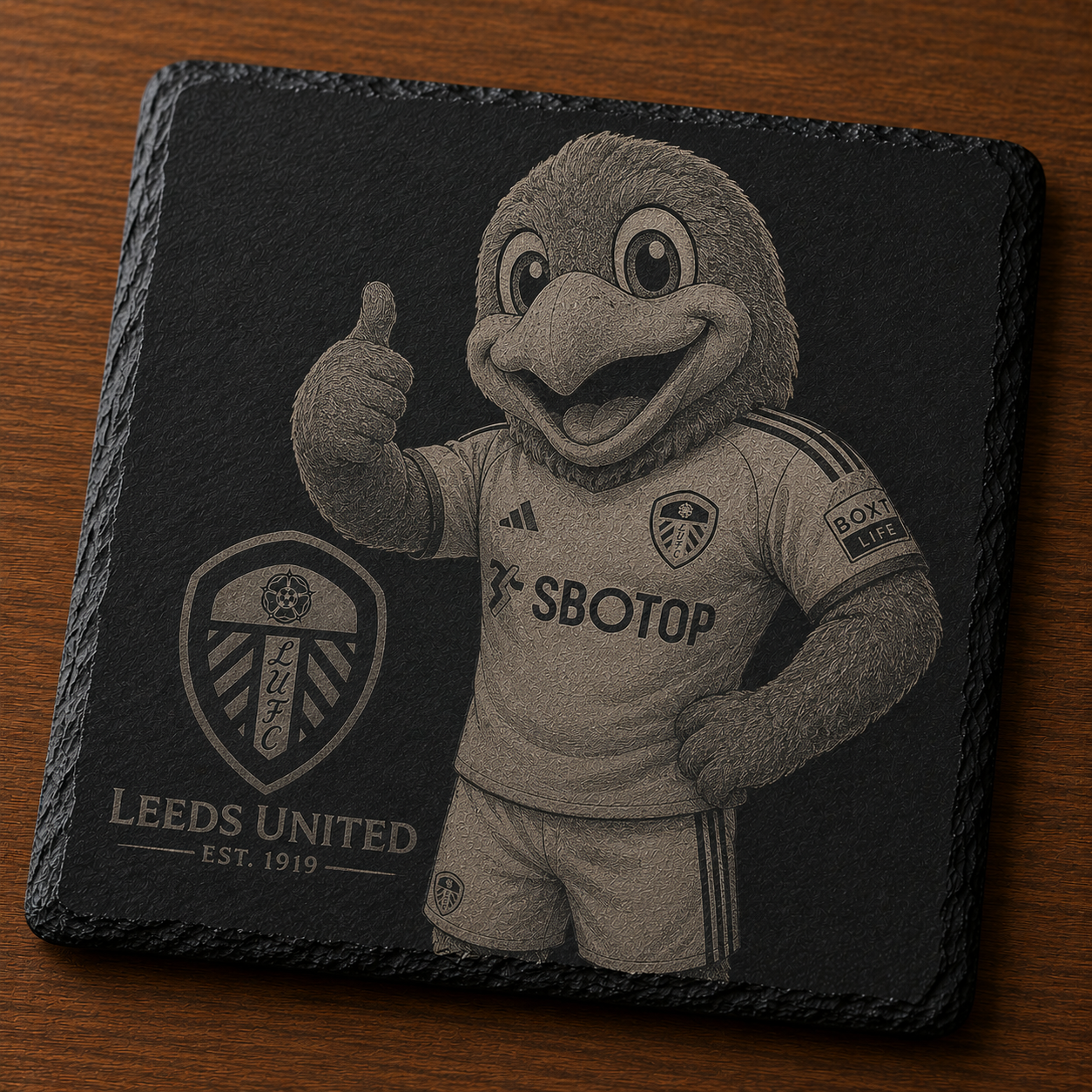Custom Laser Engraved Slate Coaster – Football Edition
