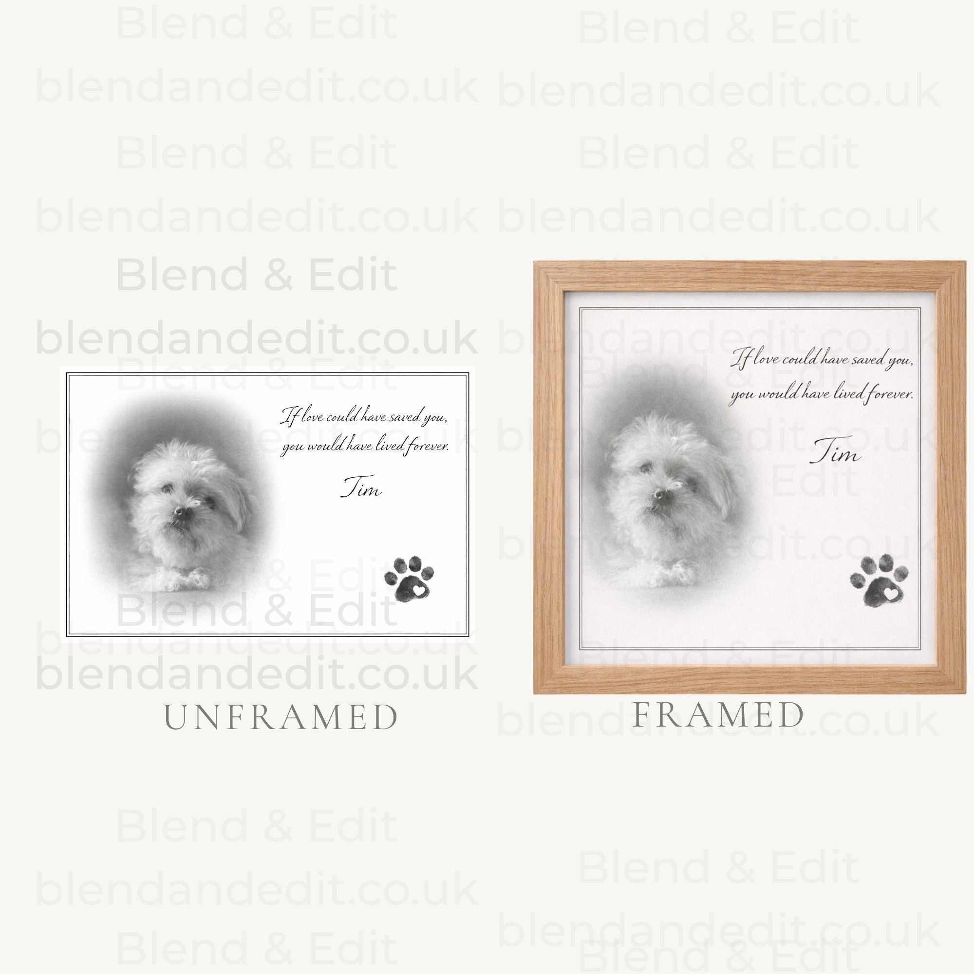 Customised Pet Portrait, Personalised Pet Memorial Print, Luxury Pet Artwork