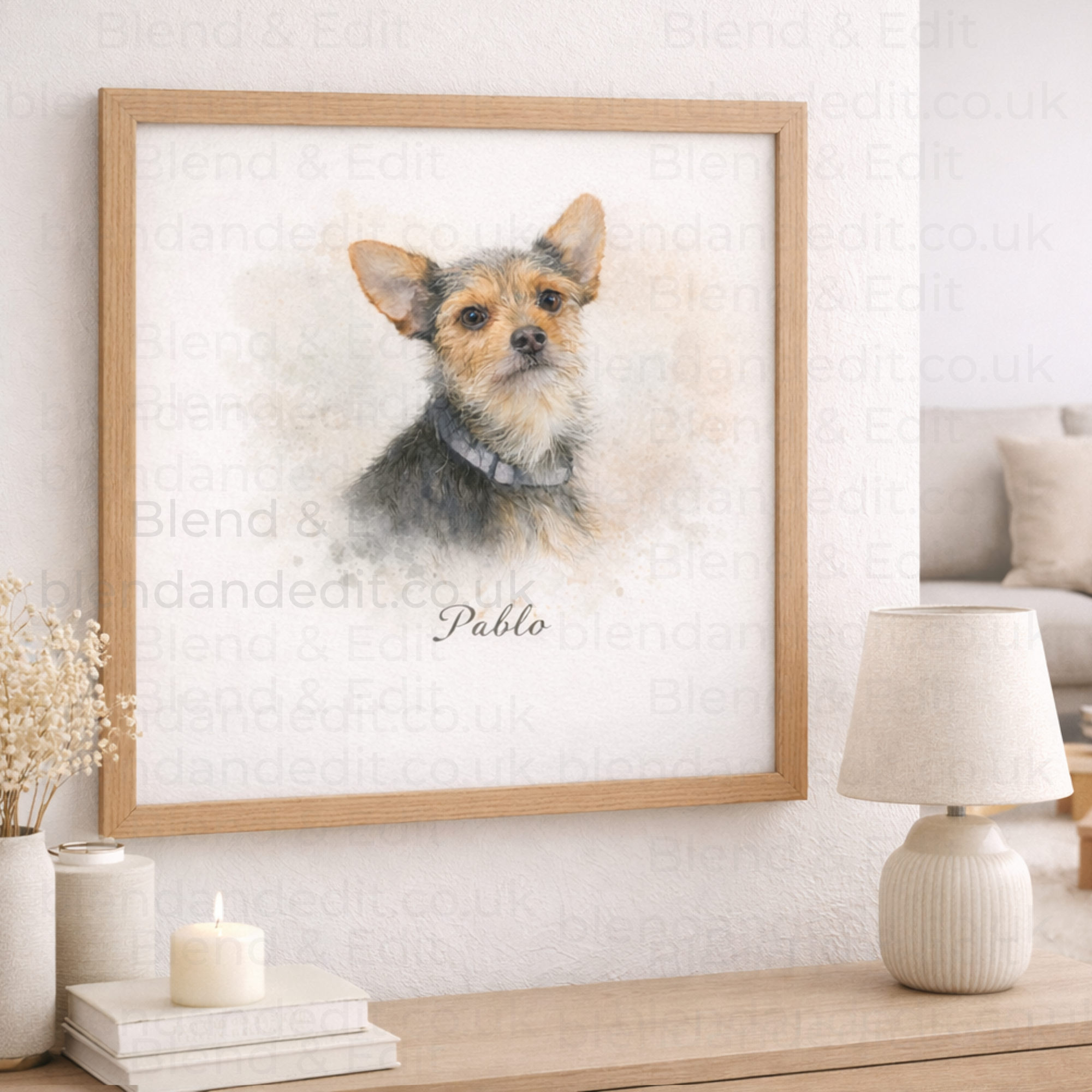 Personalised Watercolour Pet Portrait Print – Custom Pet Artwork