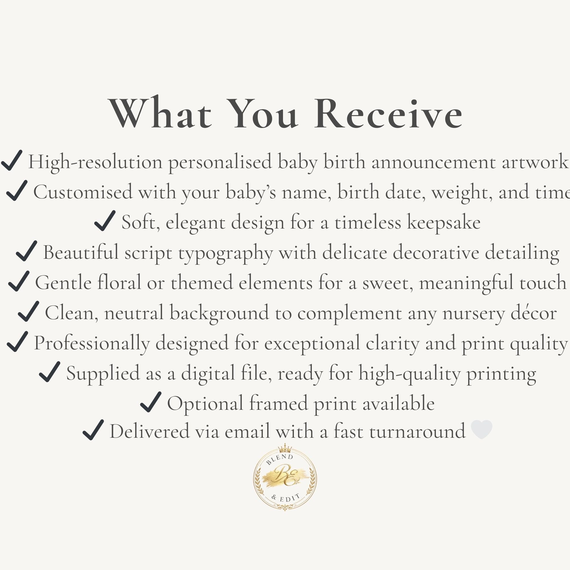 Personalised Baby Birth Stats Watercolour Print – Custom Keepsake Artwork