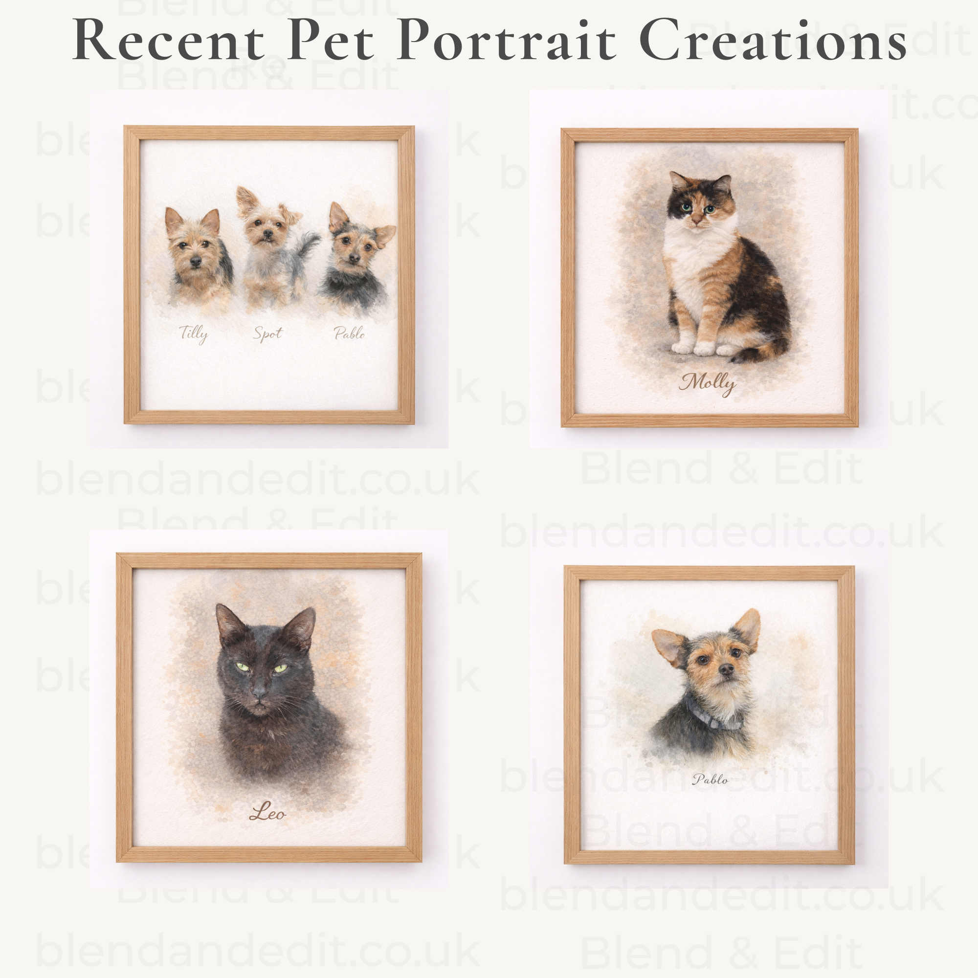 Personalised Watercolour Pet Portrait Print – Custom Pet Artwork