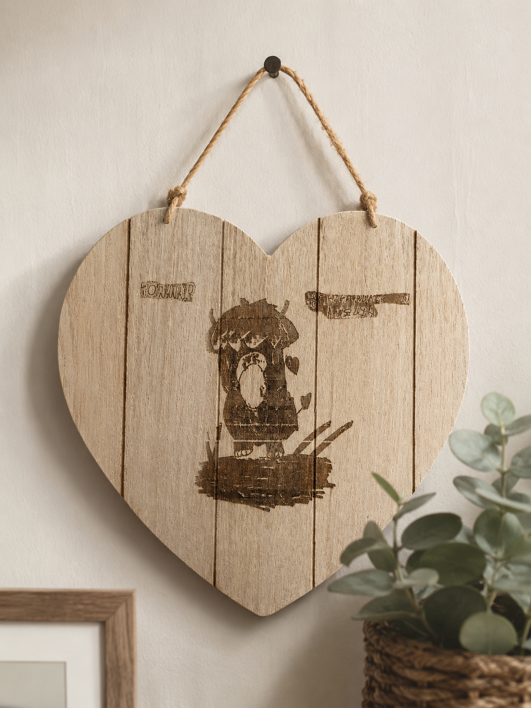 Personalised Child's Drawing Engraved Heart Plaque | Custom Wooden Keepsake Gift for Nanny, Grandma, Mum & Family
