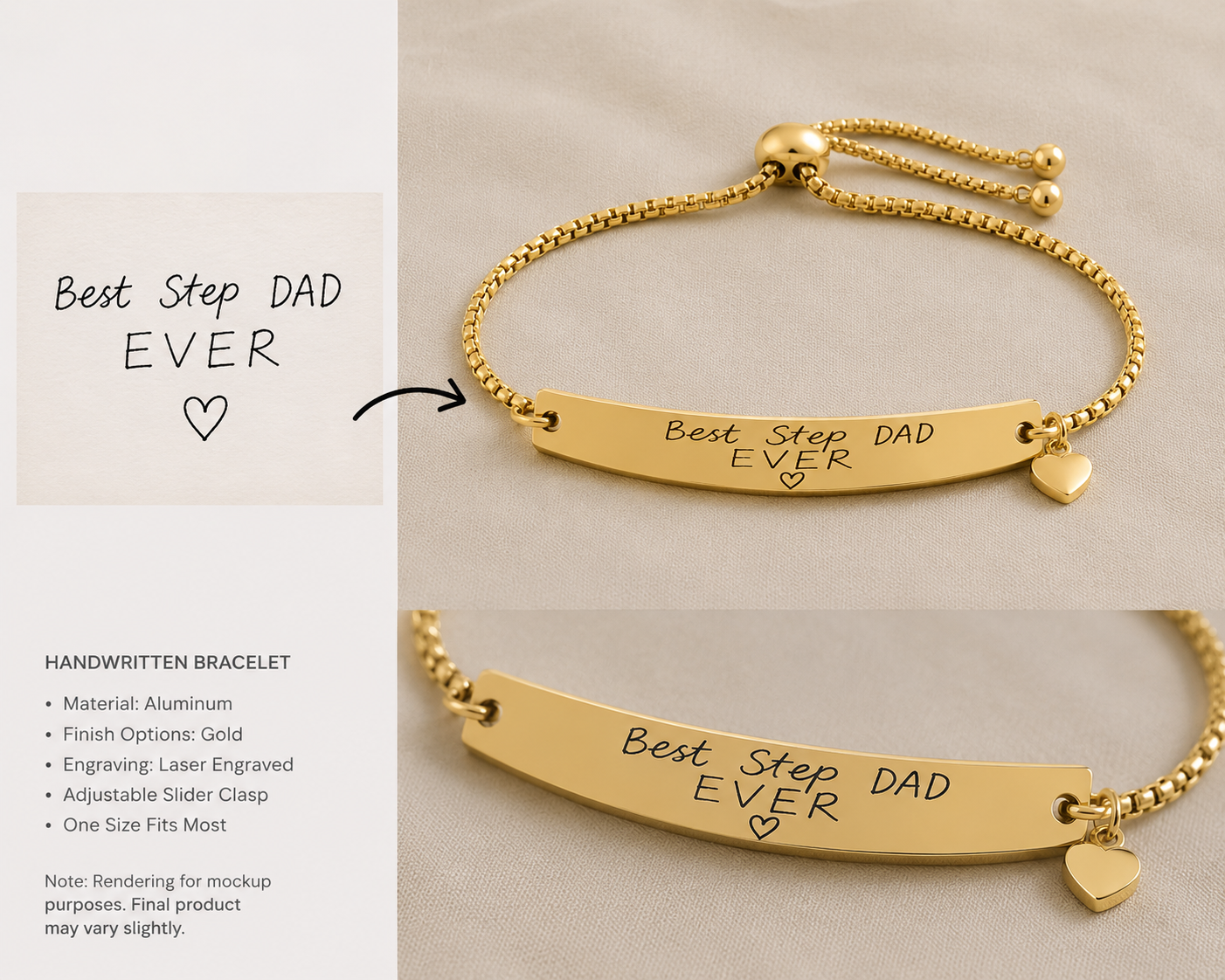 Personalized Handwriting Bracelet | Custom Engraved Handwritten Message Bracelet