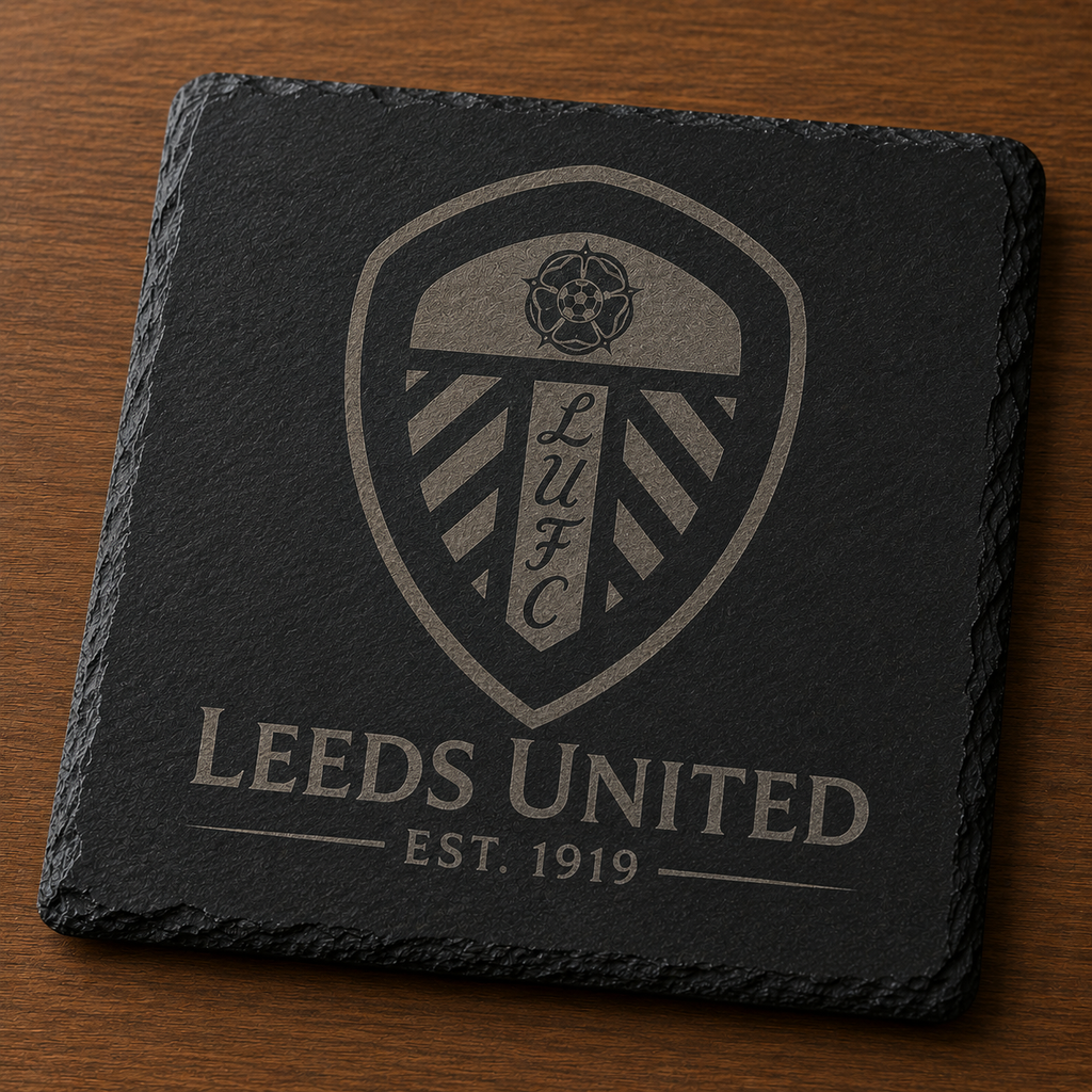 Custom Laser Engraved Slate Coaster – Football Edition