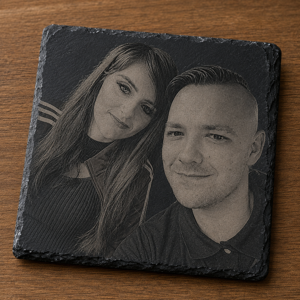 Custom Engraved Photo Slate Coaster