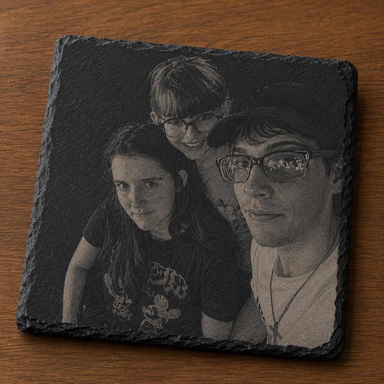 Custom Engraved Photo Slate Coaster