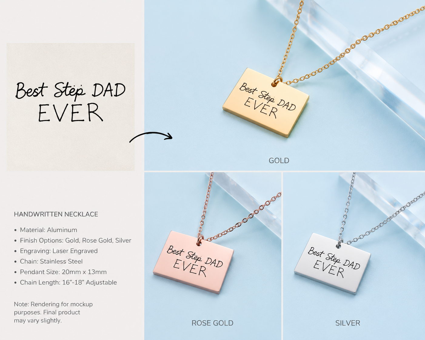 Personalized Handwriting Necklace | Custom Handwritten Message Engraved Necklace