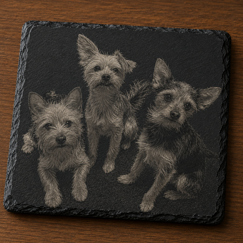 Custom Engraved Photo Slate Coaster