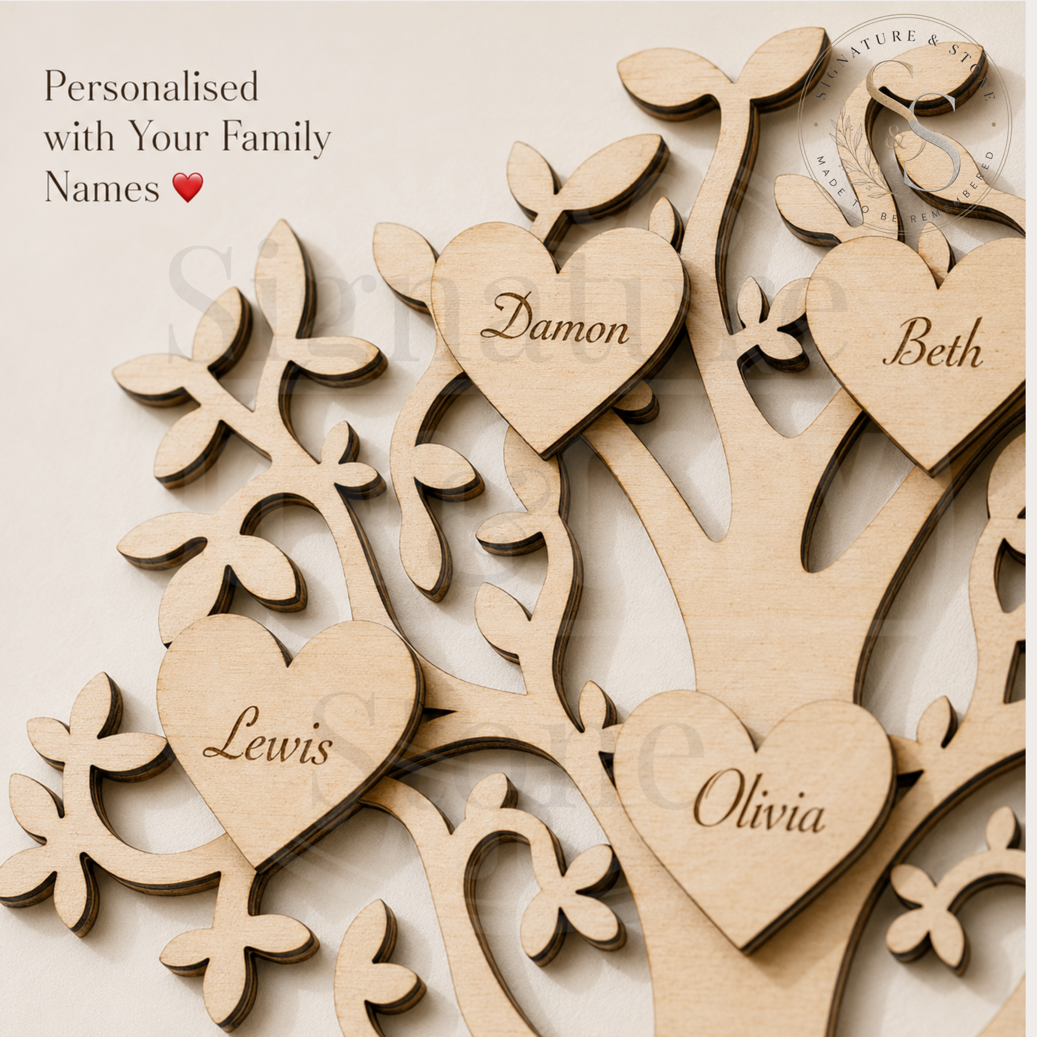 Personalised Wooden Family Tree Frame, Custom Family Tree Gift, Engraved Family Keepsake