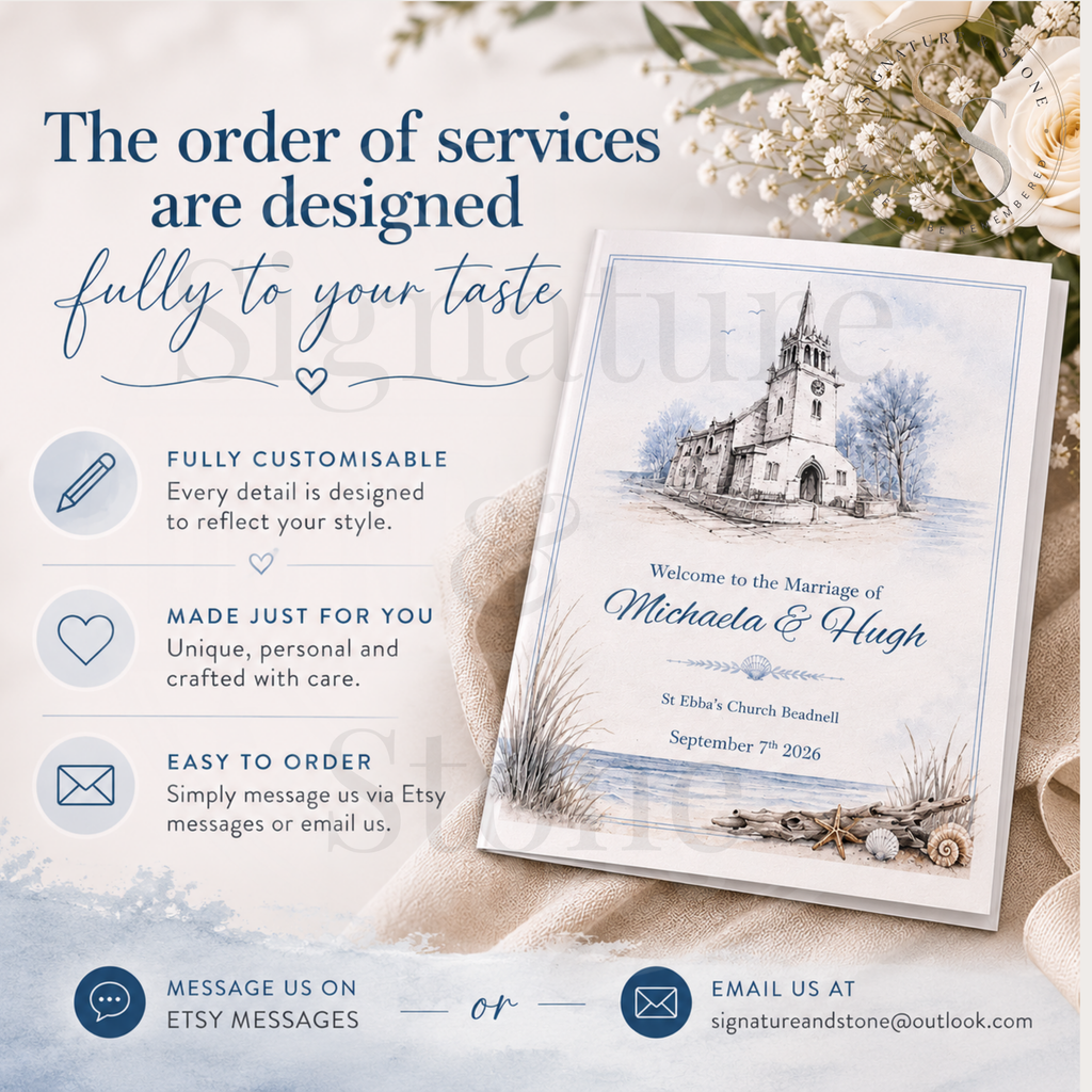 Livret de programme de mariage personnalisé, programme de cérémonie sur mesure, 4 ou 8 pages