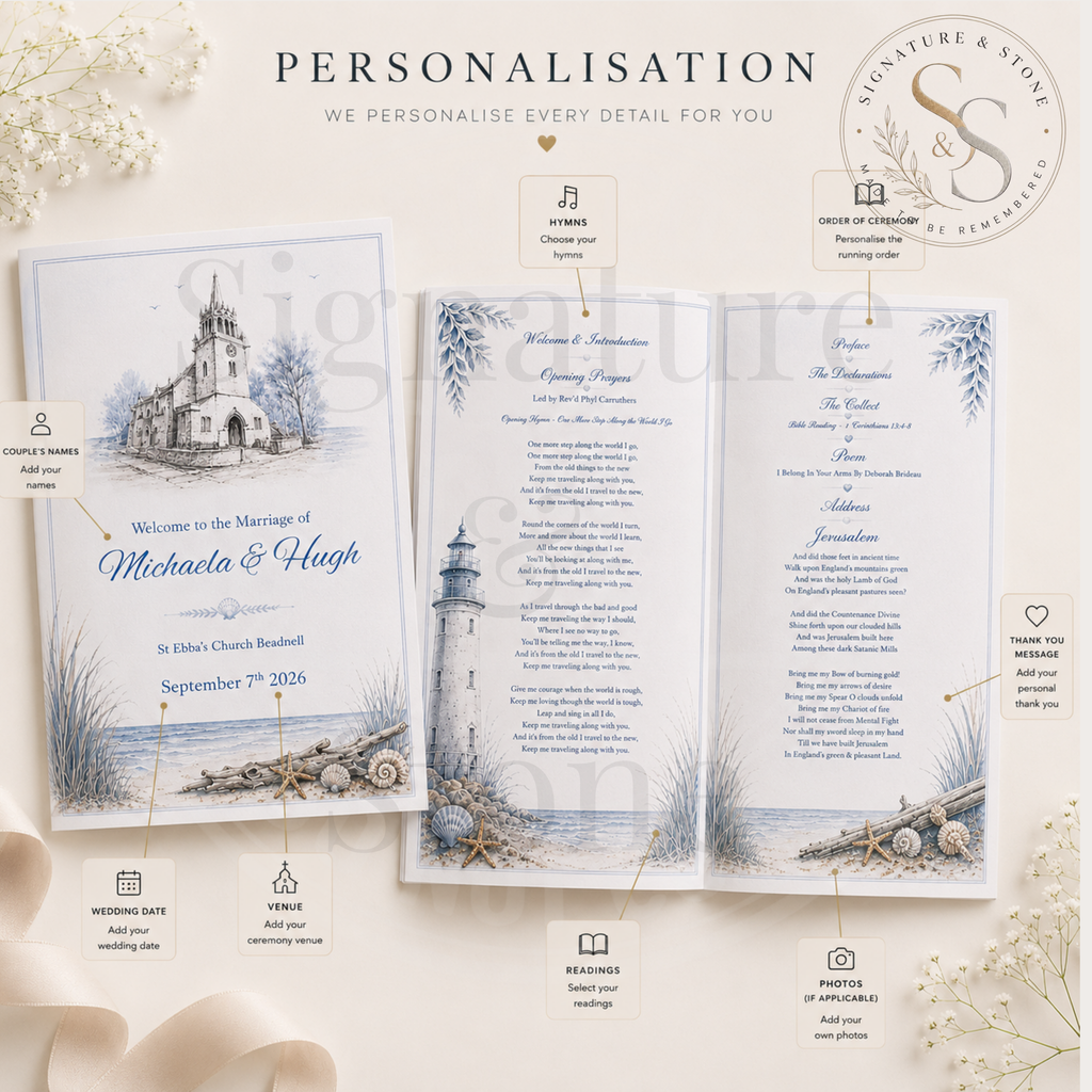 Livret de programme de mariage personnalisé, programme de cérémonie sur mesure, 4 ou 8 pages