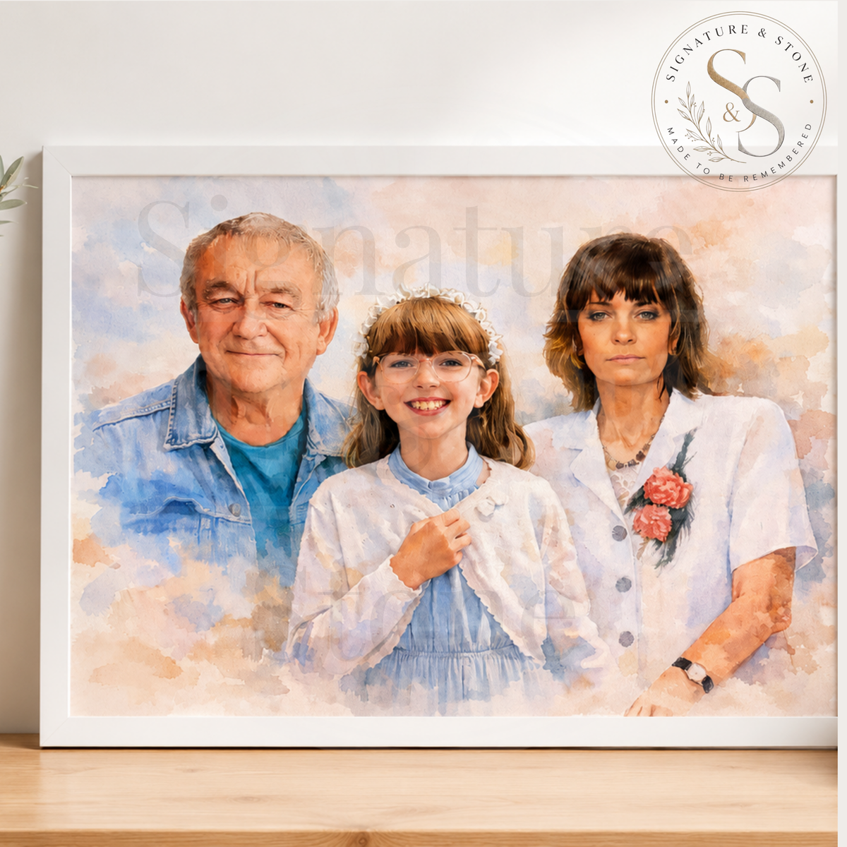 Personalised Family Portrait Print, Combine Photos into One, Custom Watercolour Portrait