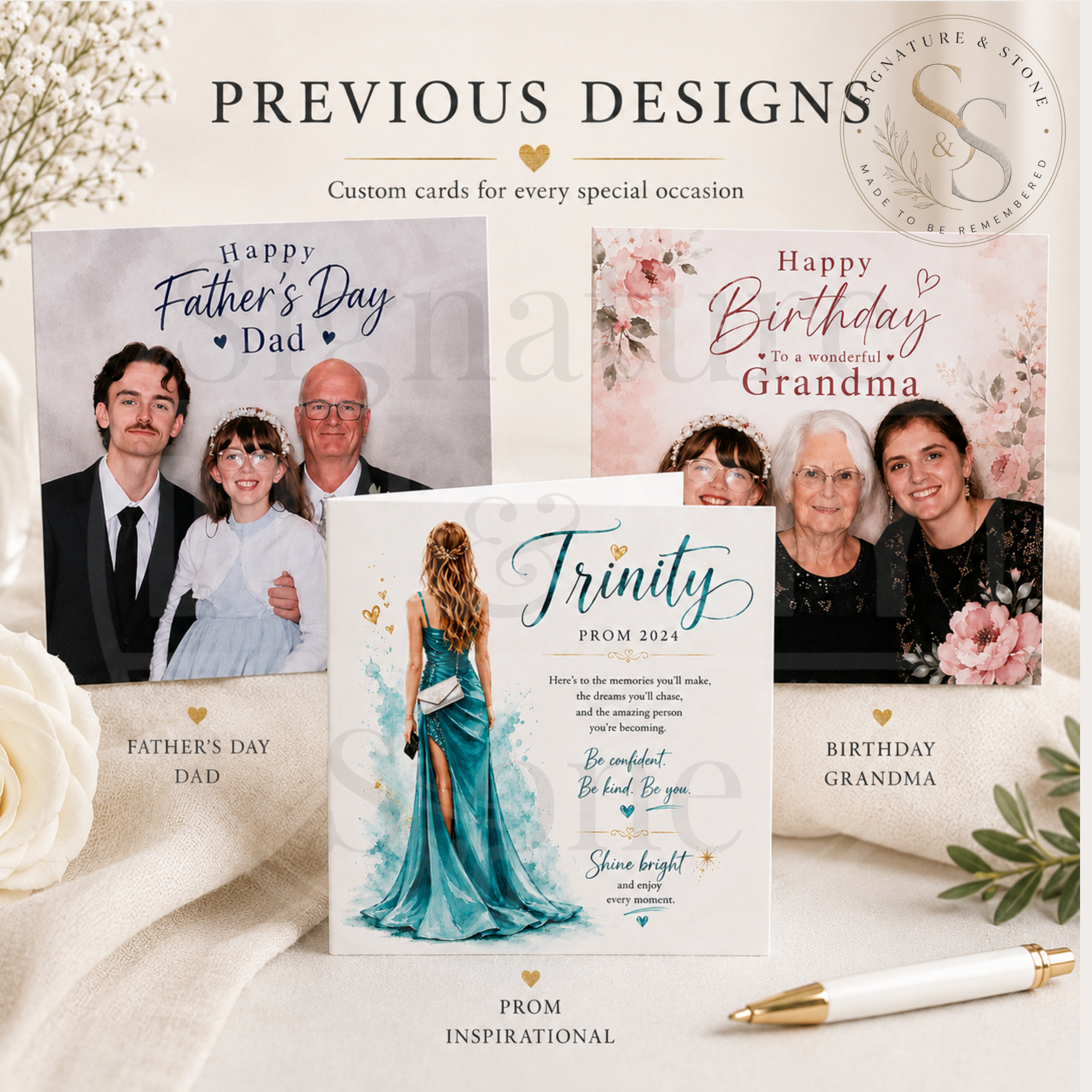 Carte de vœux personnalisée, carte souvenir personnalisée avec impression assortie optionnelle