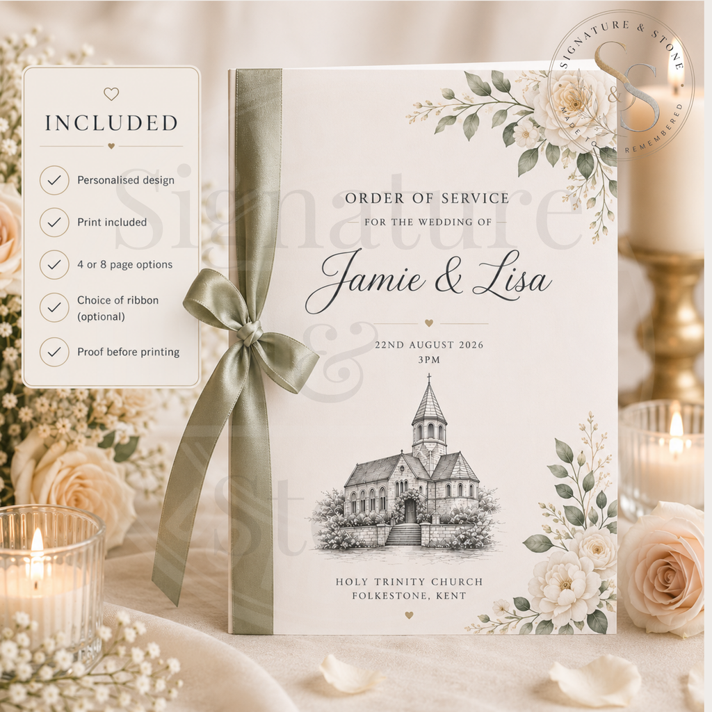 Livret de programme de mariage personnalisé, programme de cérémonie sur mesure, 4 ou 8 pages