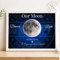 Impression de lune personnalisée, décoration murale pour couples, cadeau d'anniversaire encadré ou non encadré