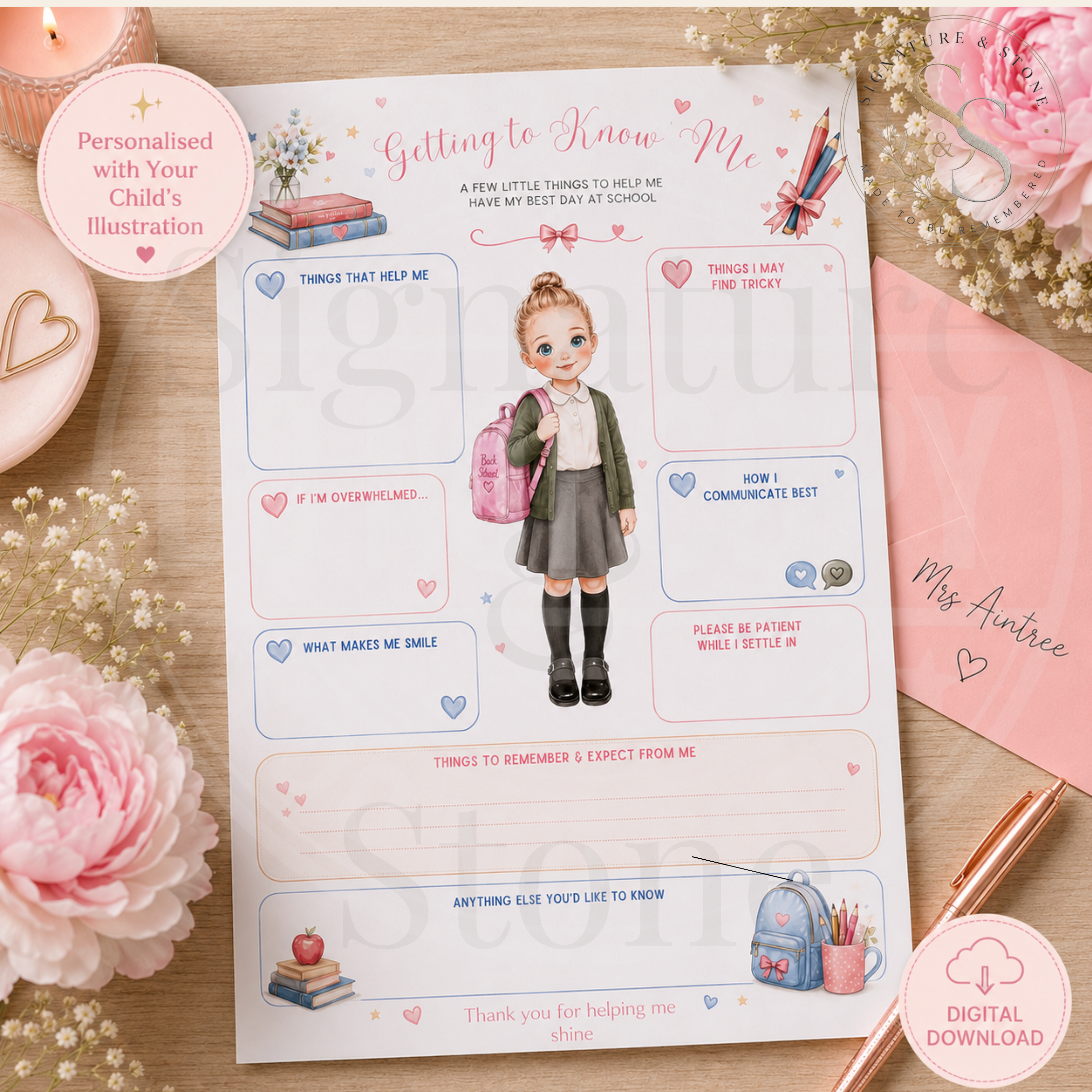 Personalised "Getting To Know Me" School Sheet | Digital Download | Pay What You Can