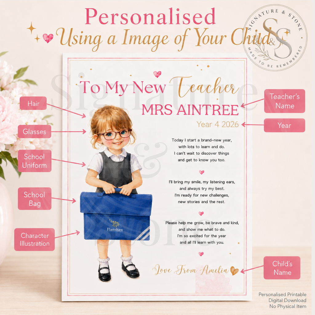 Personalised "To My New Teacher" Letter | Digital Download | Pay What You Can