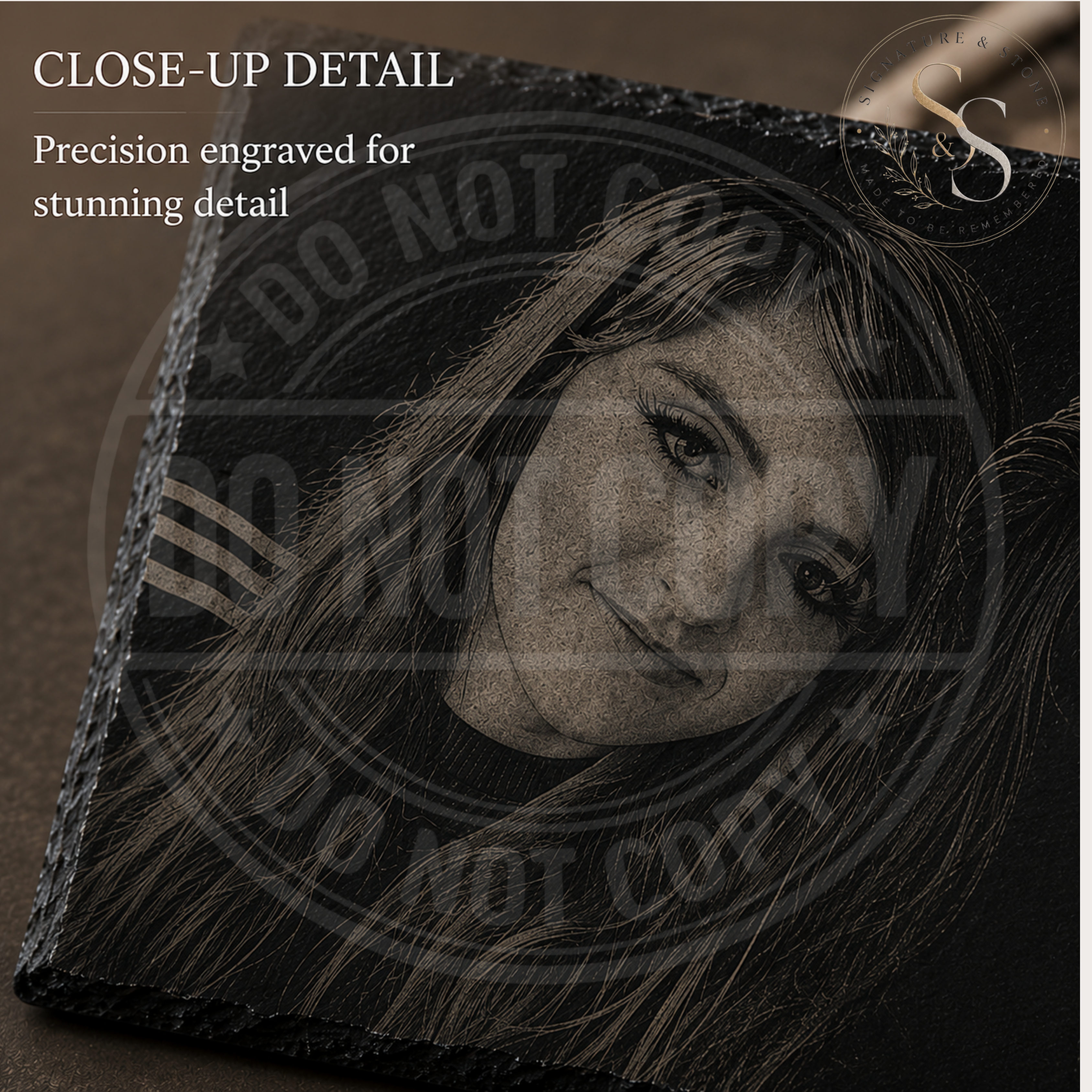 Personalised Engraved Slate Coaster, Custom Photo Coaster, Laser Engraved Gift