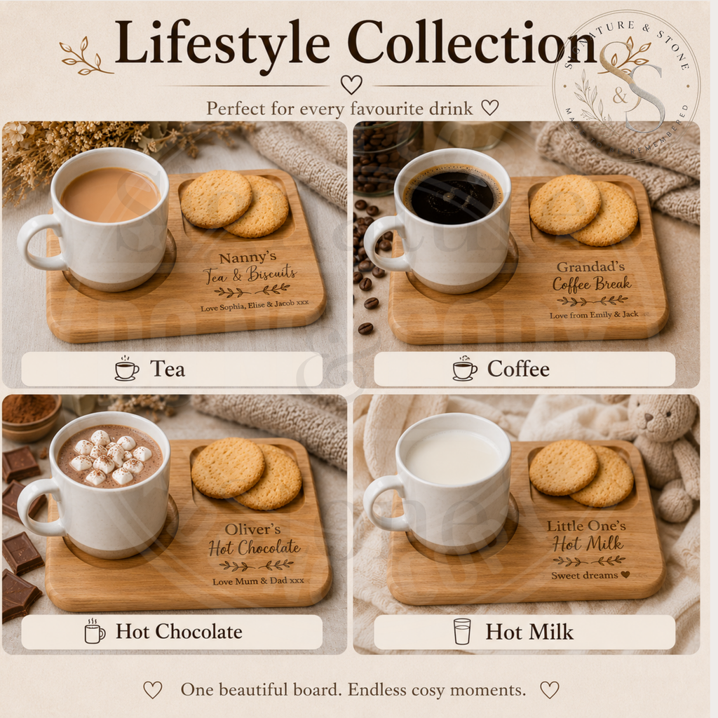 Plateau de thé et biscuits personnalisé, Plateau de thé en bois gravé, Cadeau de plateau de thé personnalisé pour Nounou, Grand-mère, Maman