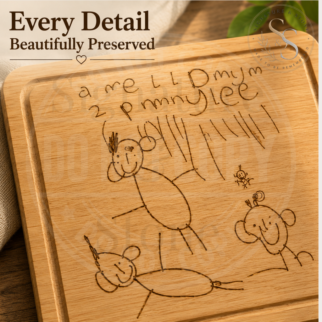Planche à découper personnalisée, Planche gravée dessin d'enfant, Planche à découper en bois personnalisée