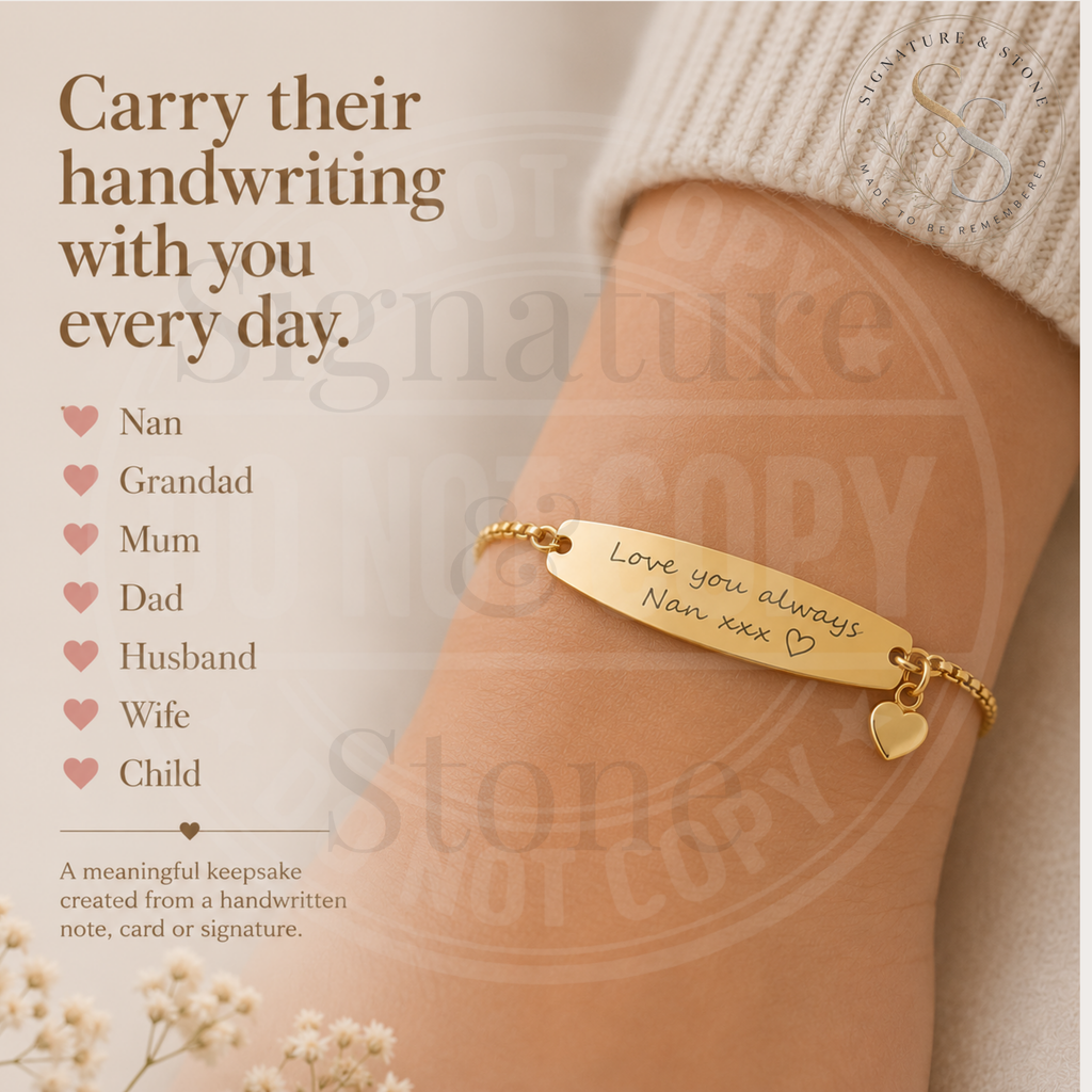 Bracelet jonc gravé personnalisé en écriture manuscrite, Bijou personnalisé gravé
