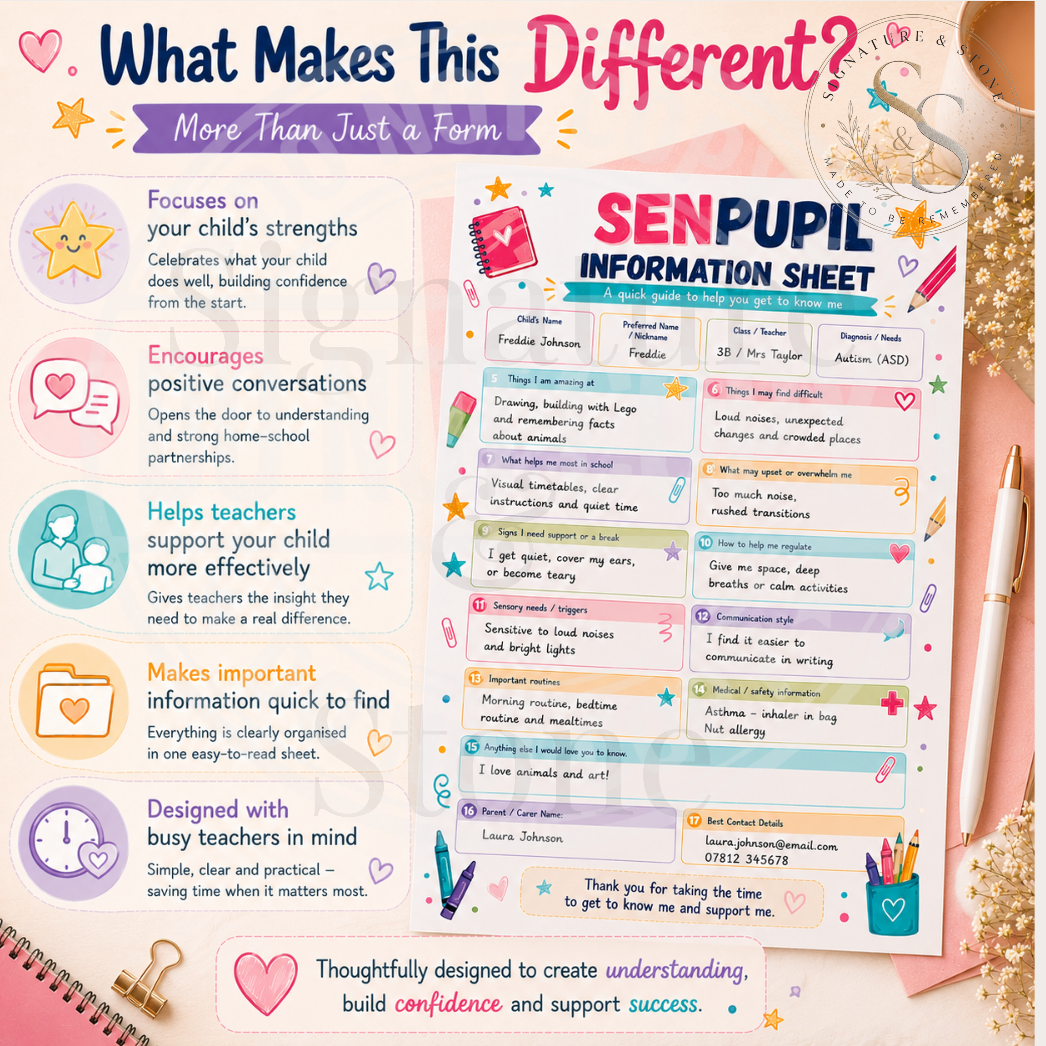 SEN Pupil Information Sheet | Digital Download | Pay What You Can