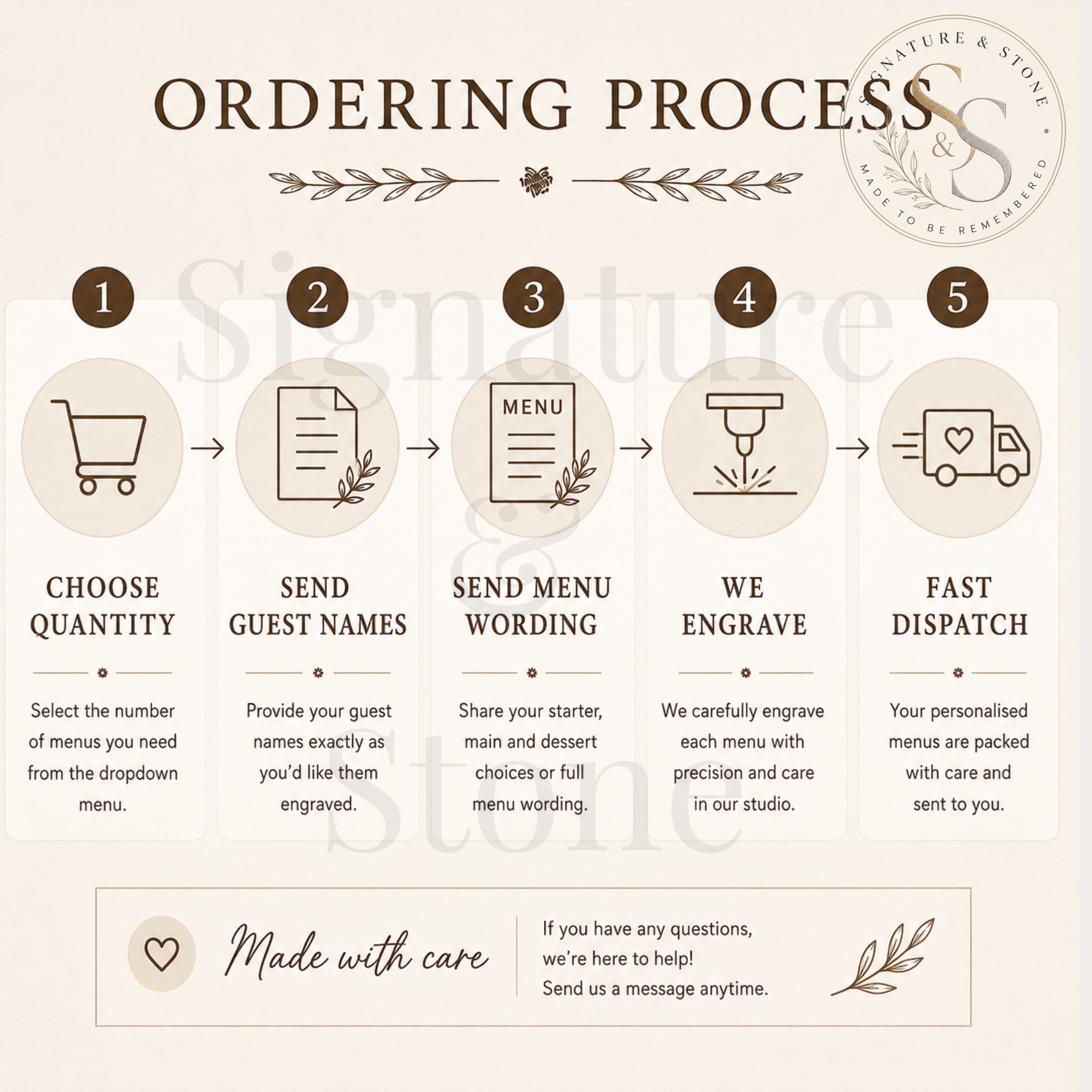 Personalised Laser Engraved Wooden Wedding Menu - Custom Names, Date & Text - Handmade in the UK