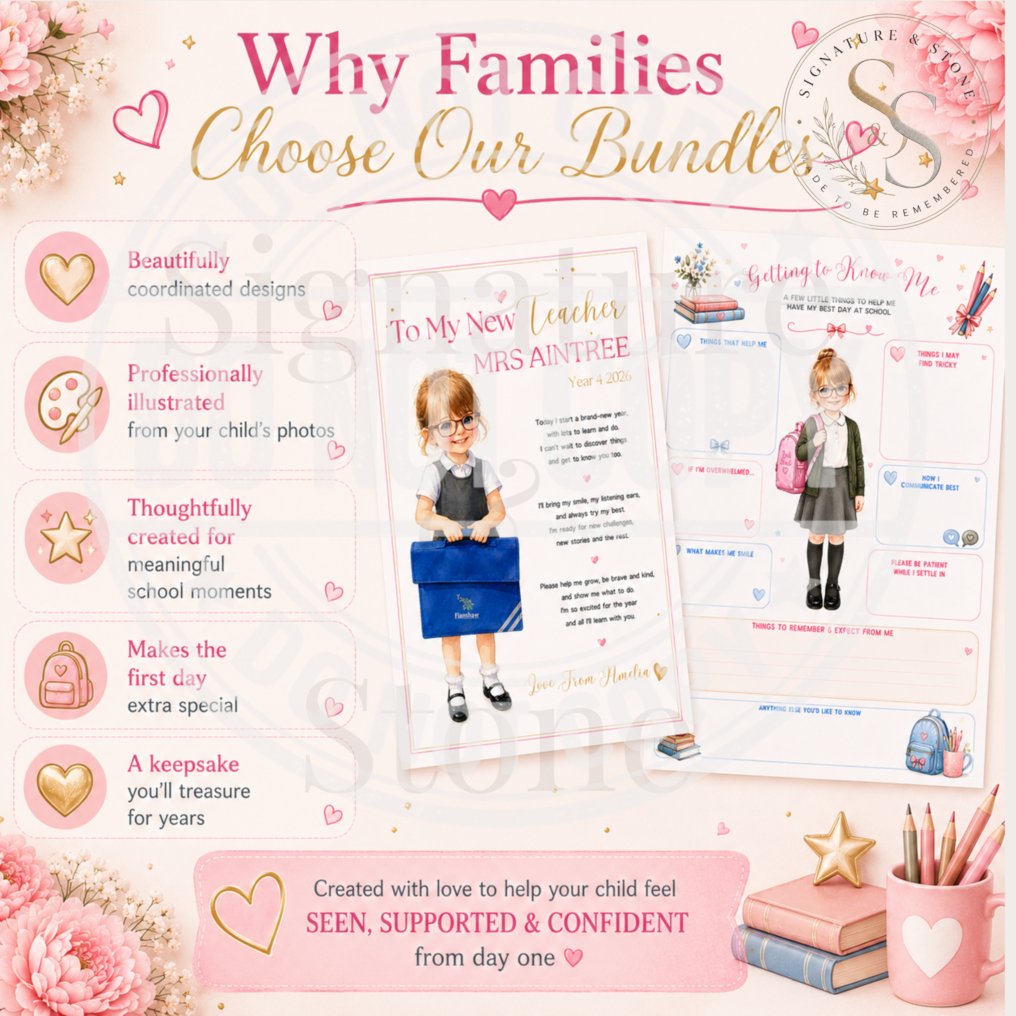 School Starter Bundle | Personalised Teacher Letter & Getting To Know Me Sheet | Digital Download
