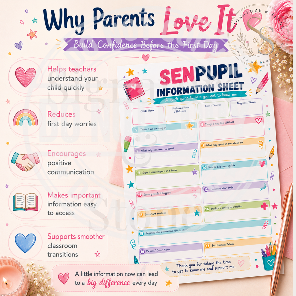 SEN Pupil Information Sheet | Digital Download | Pay What You Can