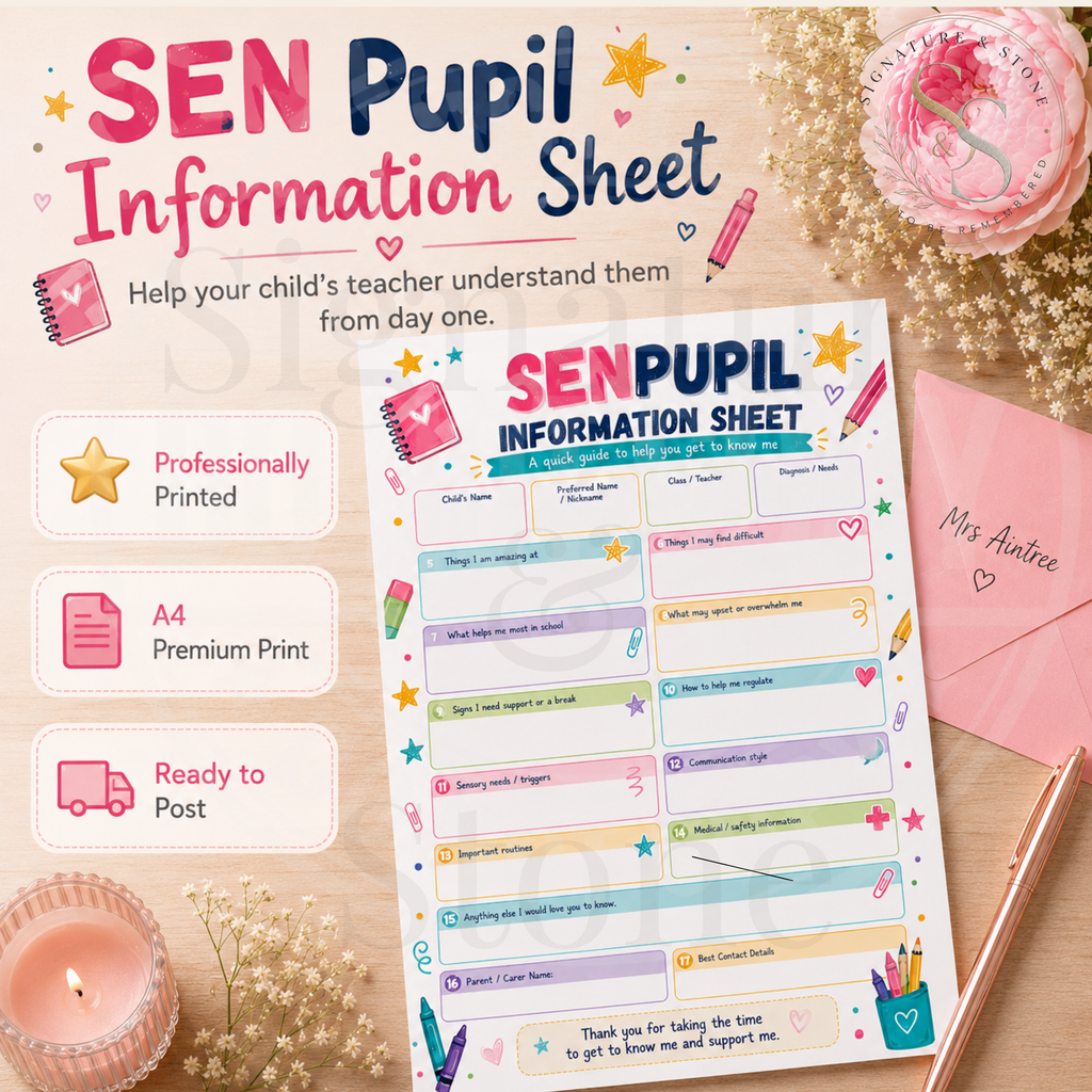 SEN Pupil Information Sheet | Printed A4 Teacher Resource | Autism, ADHD & SEND School Transition Form