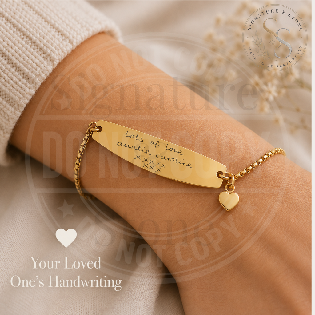 Bracelet jonc gravé personnalisé en écriture manuscrite, Bijou personnalisé gravé