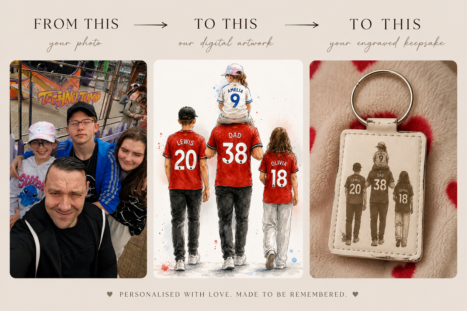 Personalised Football Shirt Leather Keepsake Keyring