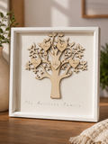 Personalised Engraved Family Tree Shadow Box | Custom Wooden Family Tree Frame | Family Name Keepsake Gift