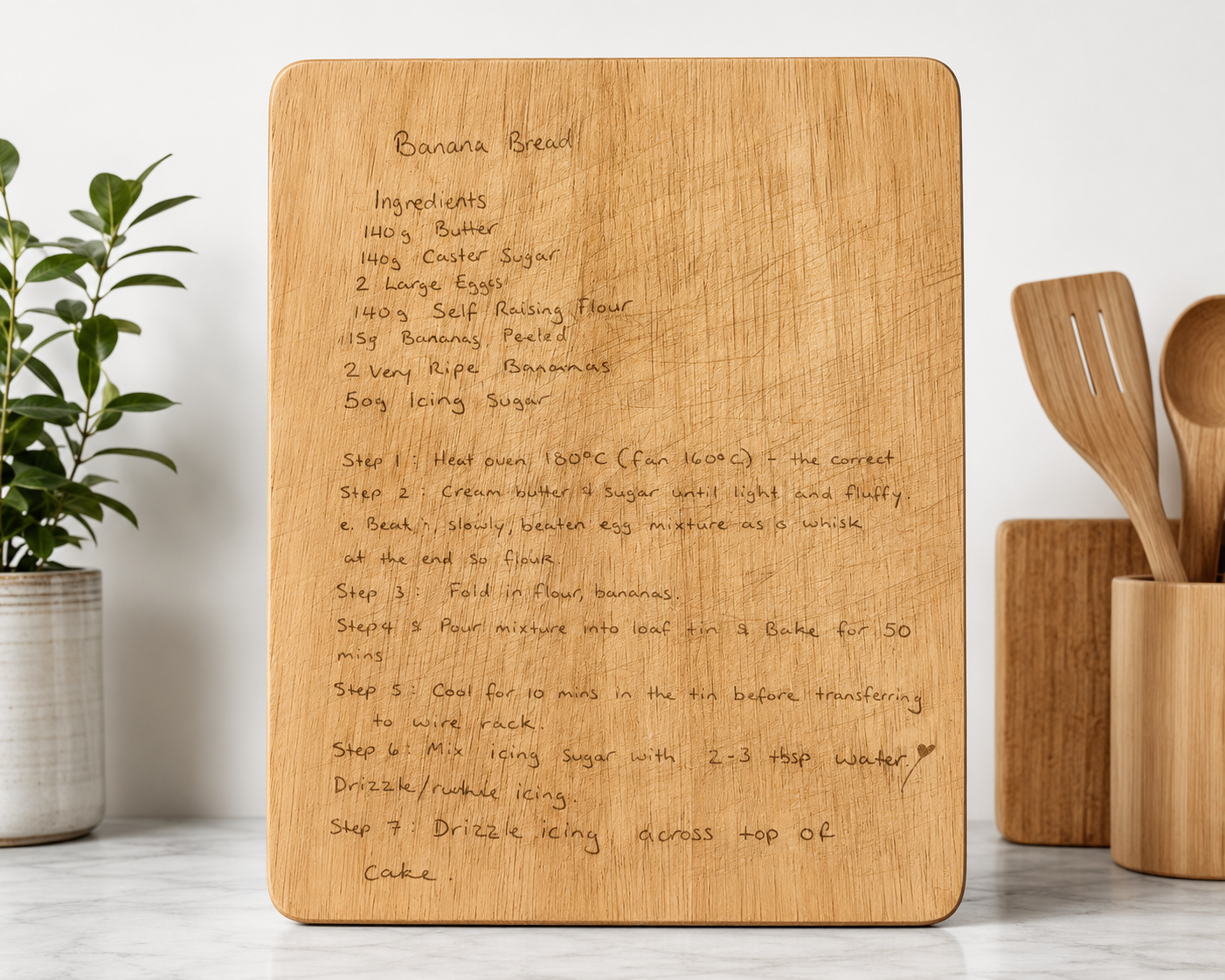 Personalised Handwritten Recipe Engraved Wooden Chopping Board | Custom Family Recipe Keepsake Gift