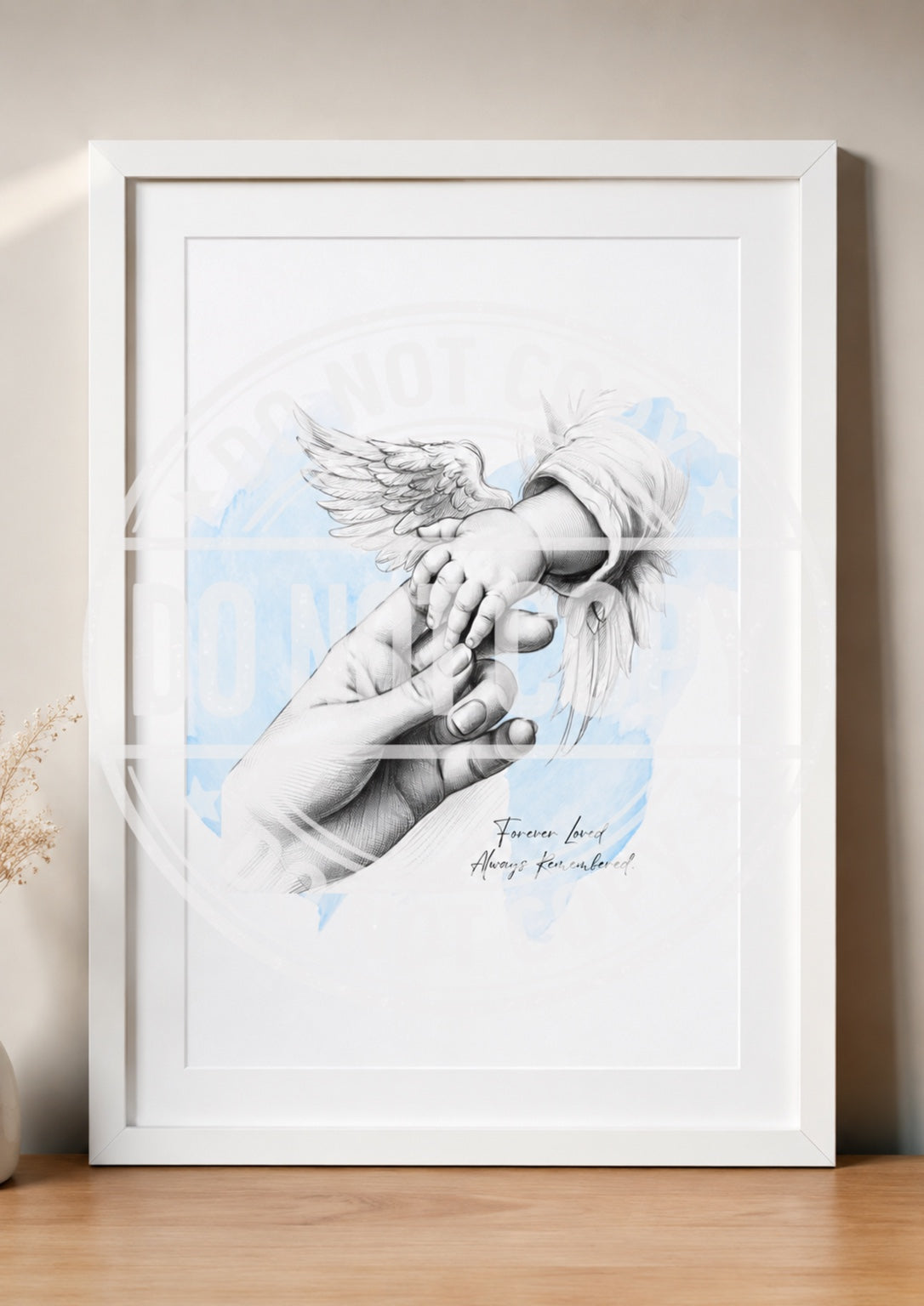 Personalised Baby Loss Memorial Print | Angel Wings Hand Holding Print