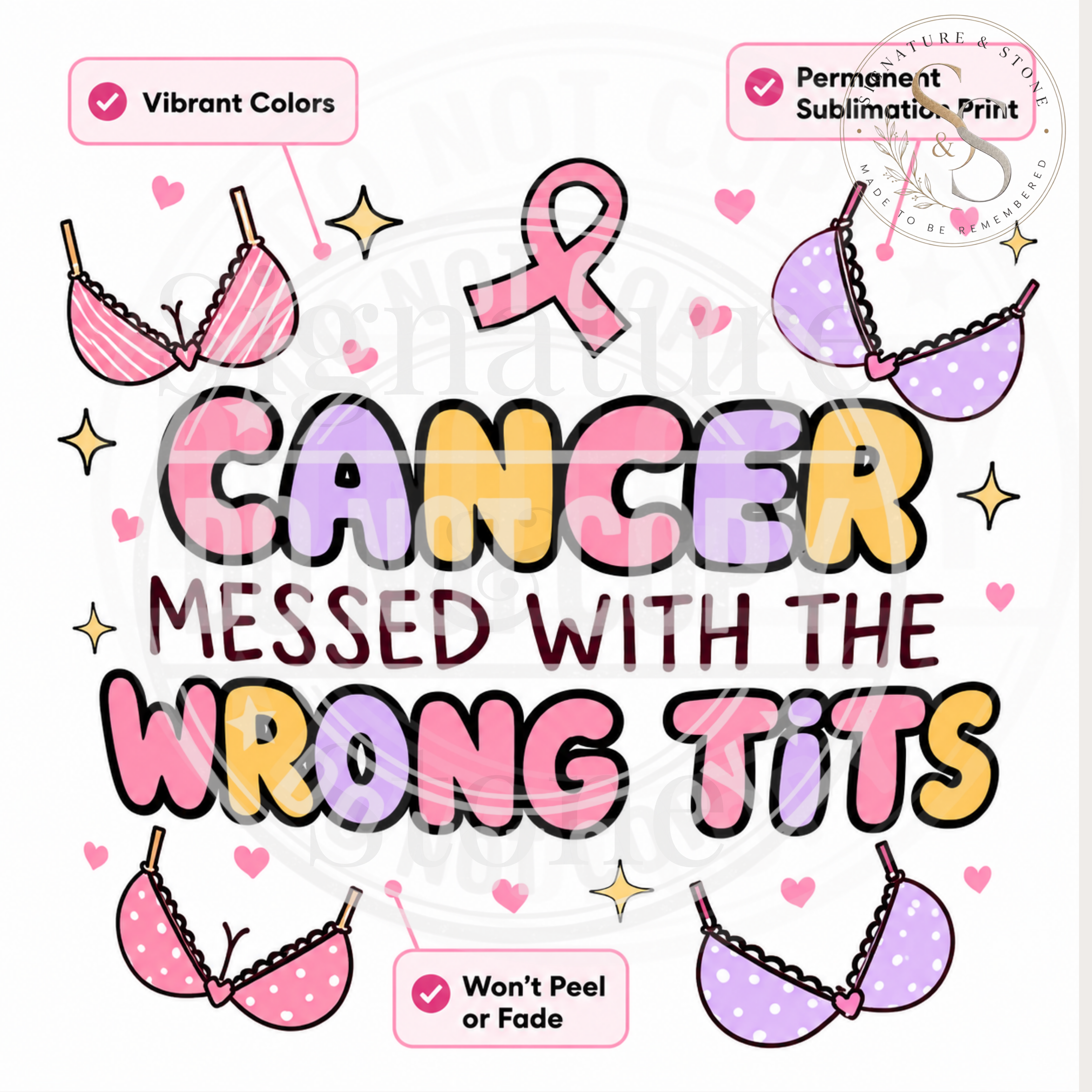 Cancer Messed With the Wrong Tits Travel Mug | Funny Breast Cancer Survivor Tumbler