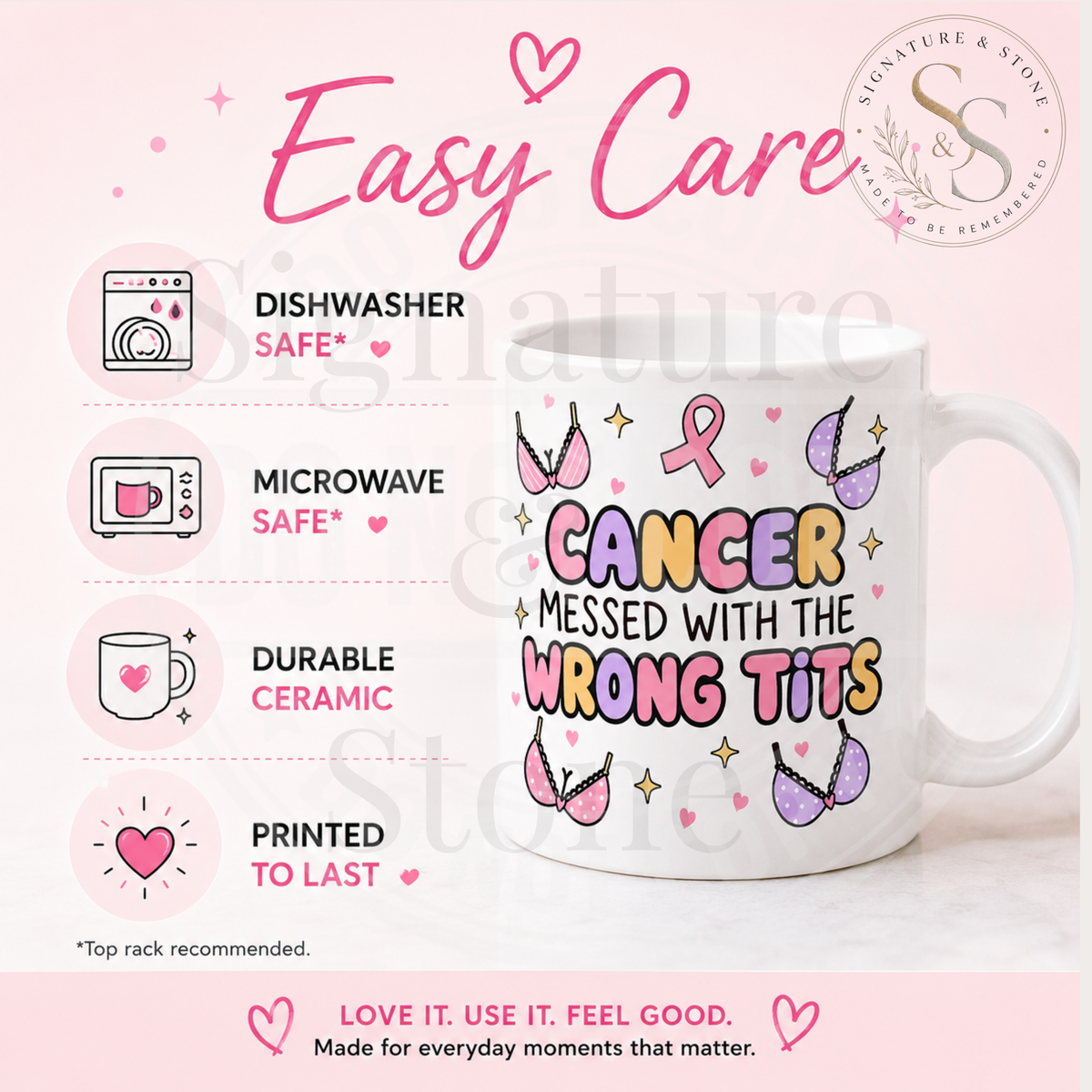 Cancer Messed With the Wrong Tits Mug - Funny Breast Cancer Survivor Coffee Mug