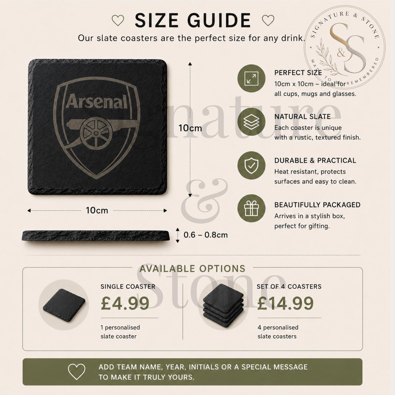 Custom Laser Engraved Slate Coaster – Football Personalised Slate Football Coasters, Custom Football Gift, Engraved Drinks Coasters