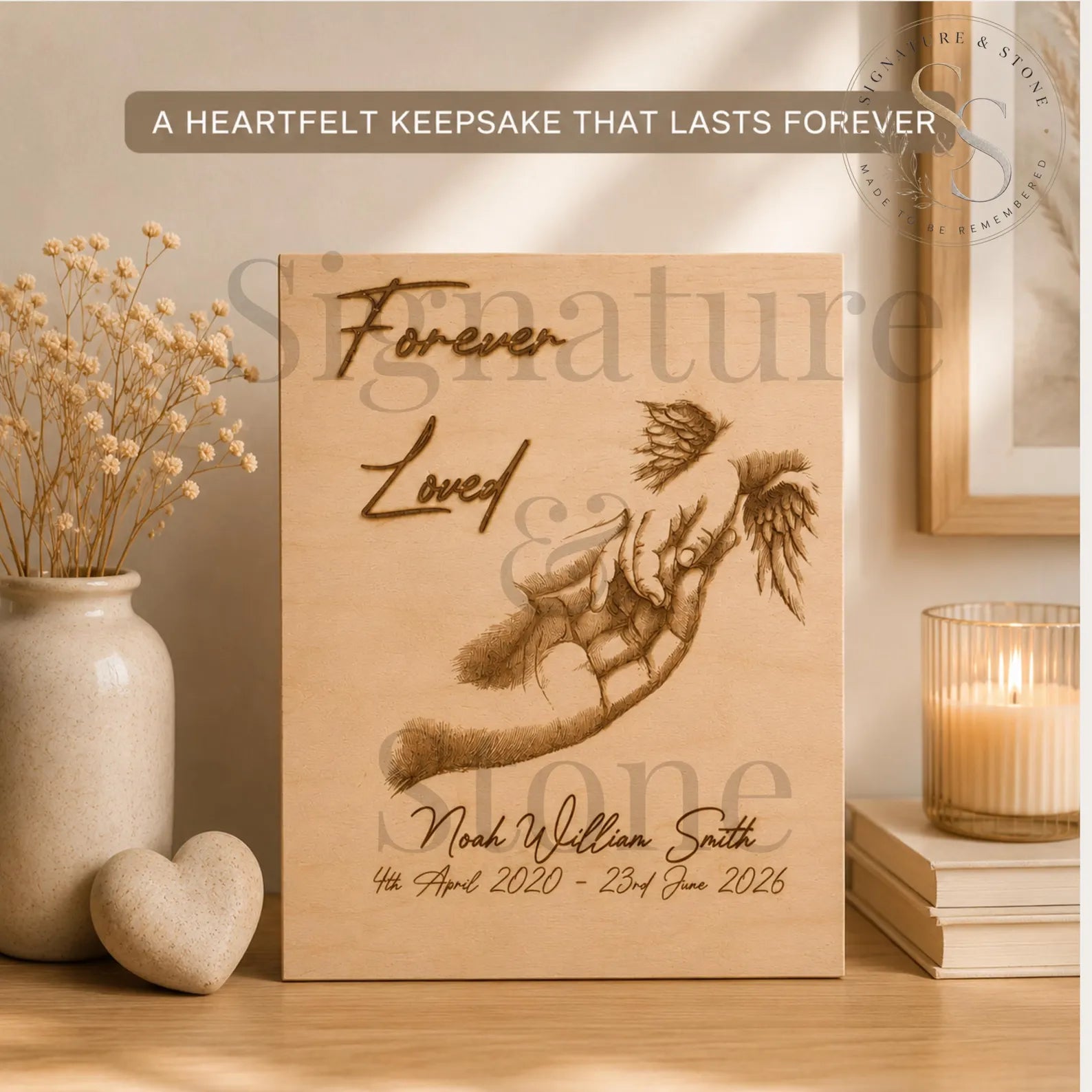 Personalised Baby Memorial Wooden Plaque, Angel Baby Remembrance Sign, Bereavement Gift