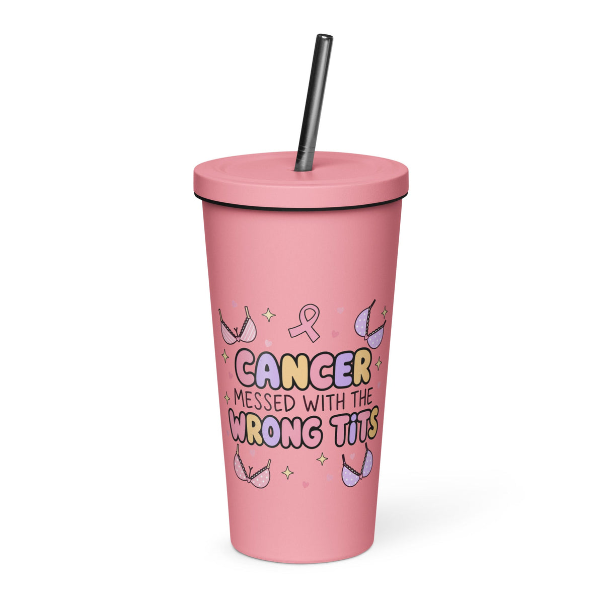 Cancer Messed With the Wrong Tits Breast Cancer 20oz Skinny Tumbler