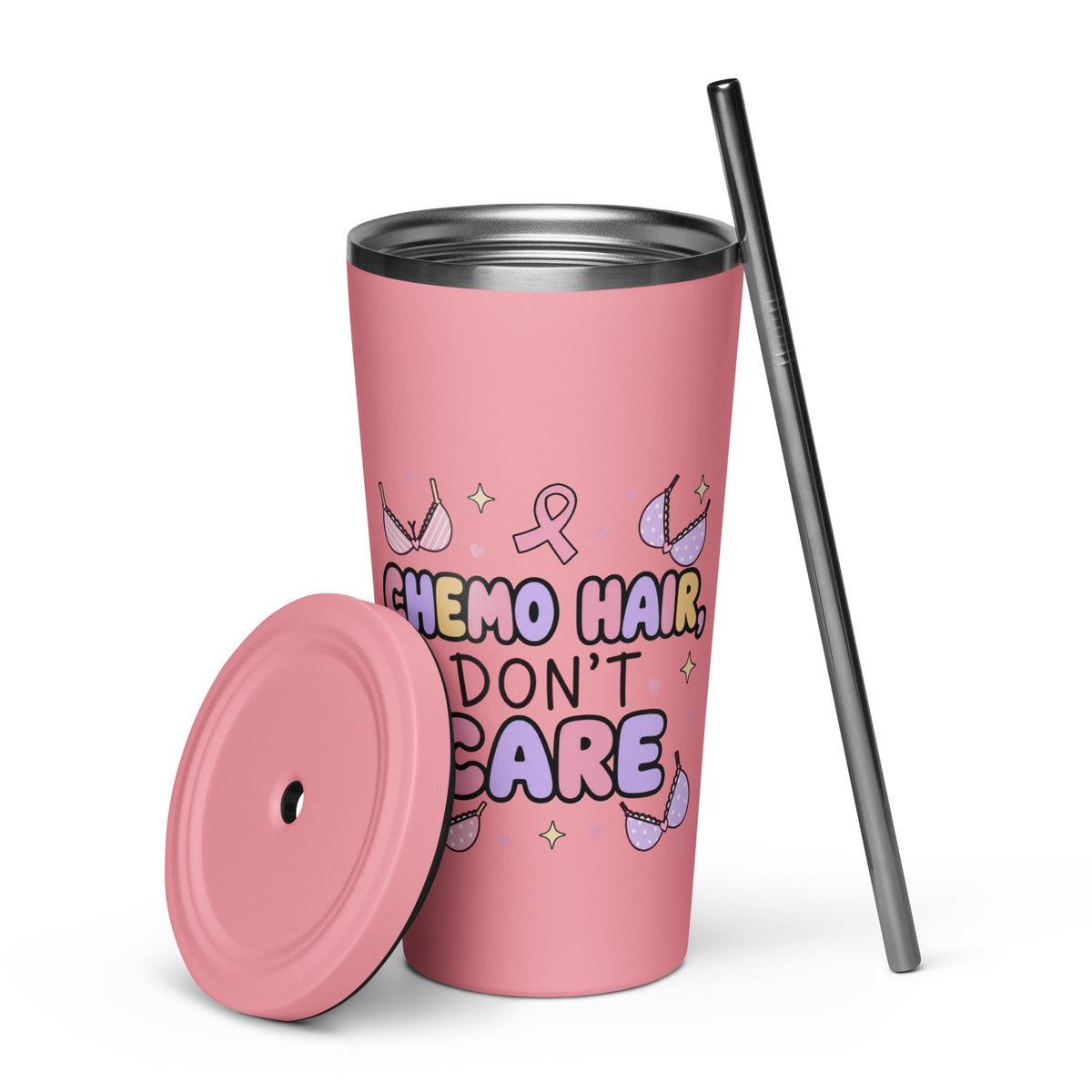 Chemo Hair Don't Care Breast Cancer 20oz Skinny Tumbler