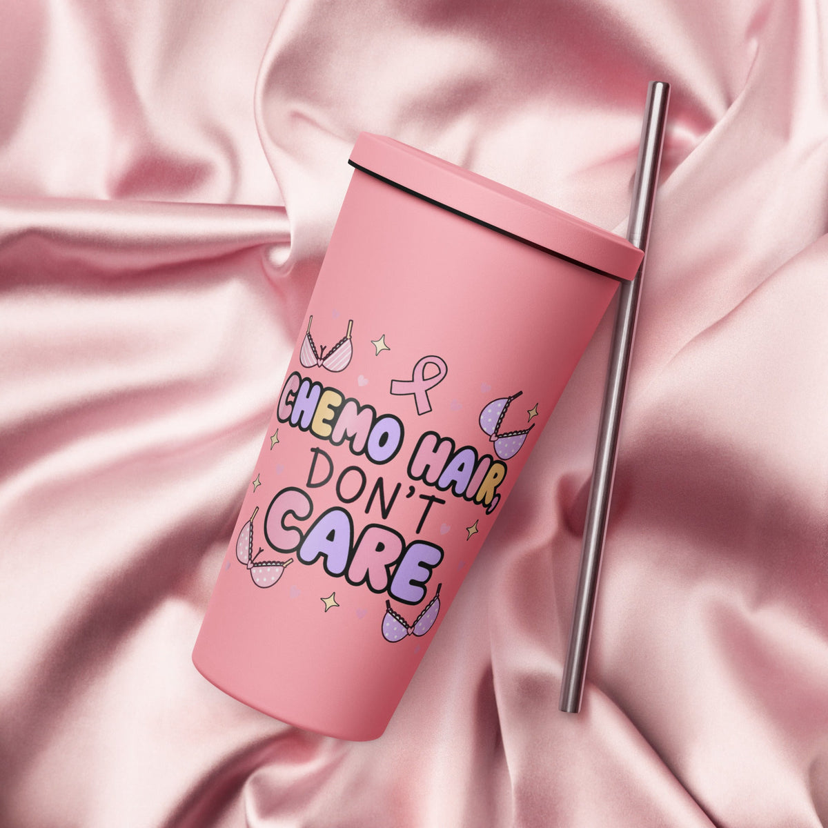 Chemo Hair Don't Care Breast Cancer 20oz Skinny Tumbler