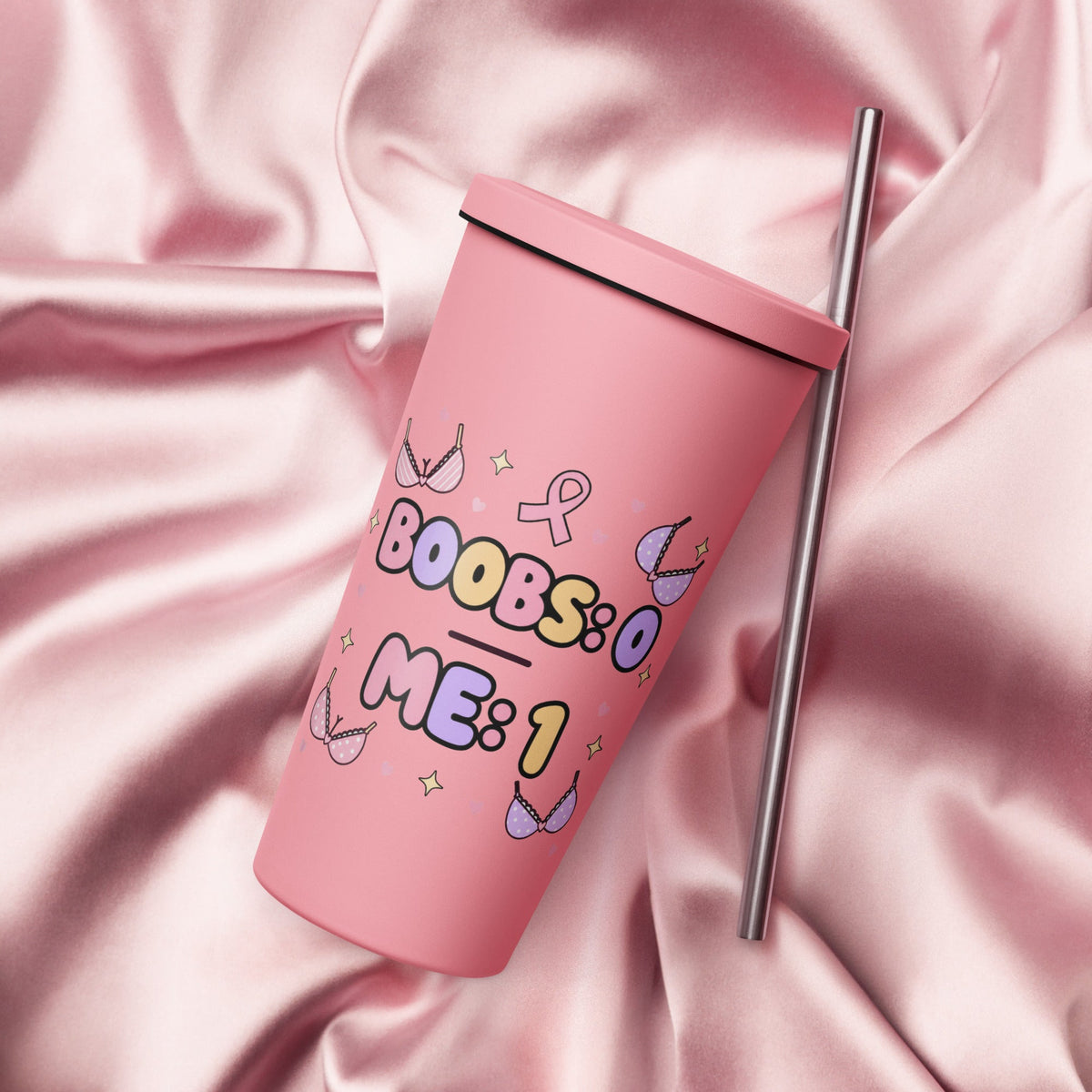 Boobs 0 Me 1 Breast Cancer Survivor 20oz Skinny Tumbler