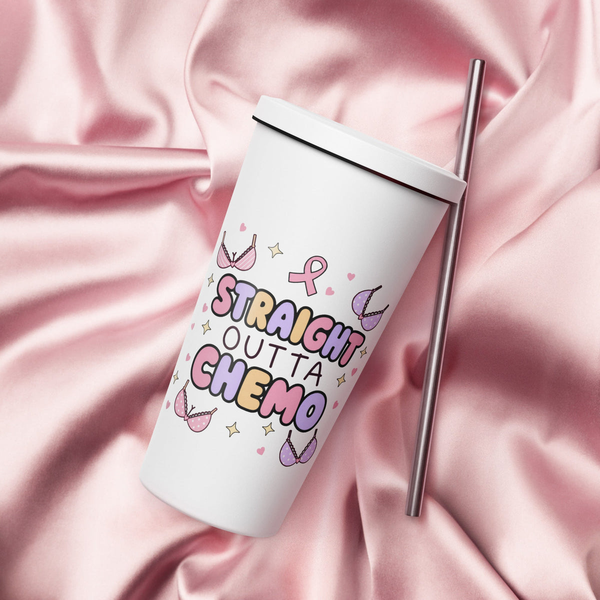 Straight Outta Chemo Breast Cancer 20oz Skinny Tumbler