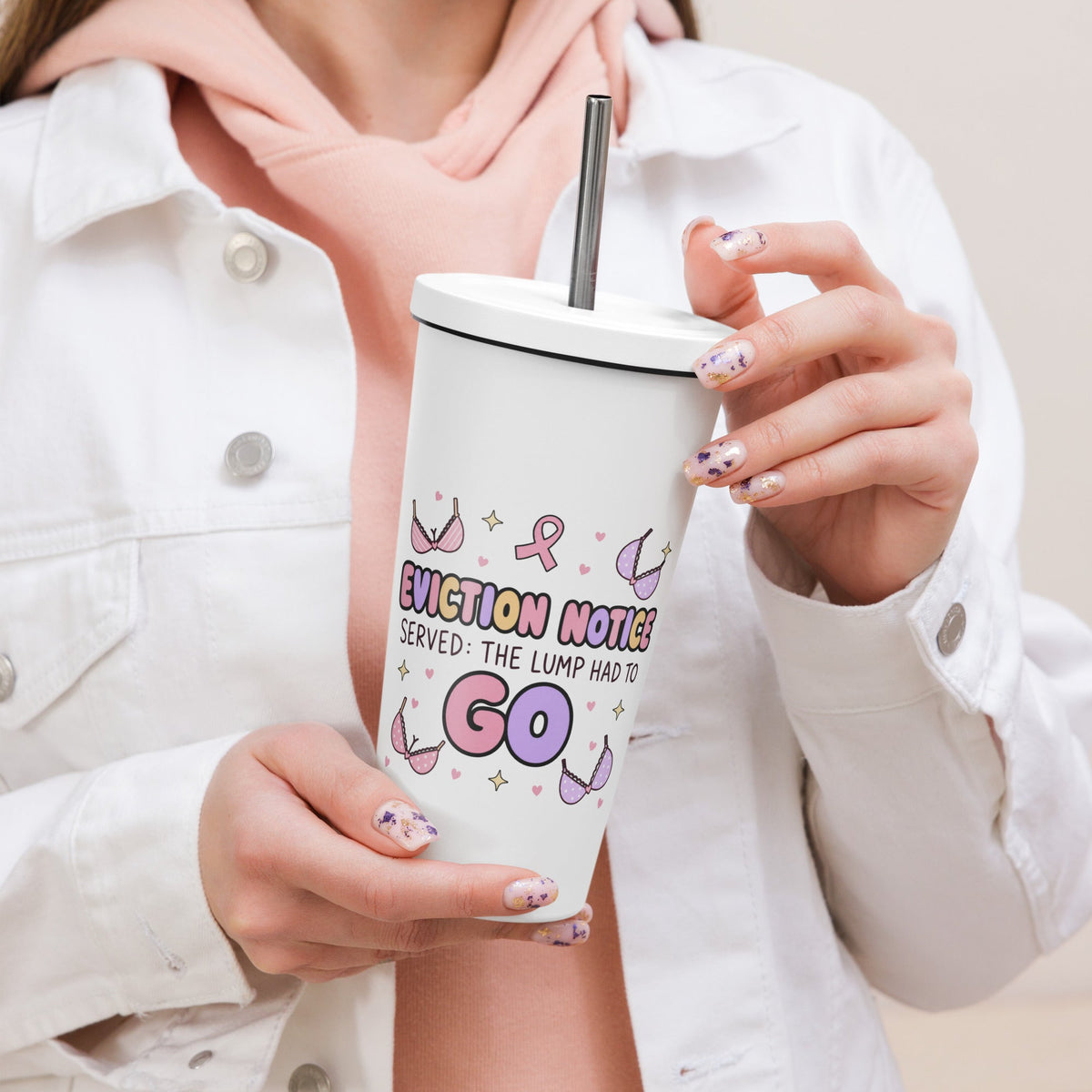 Eviction Notice The Lump Had to Go Breast Cancer 20oz Skinny Tumbler