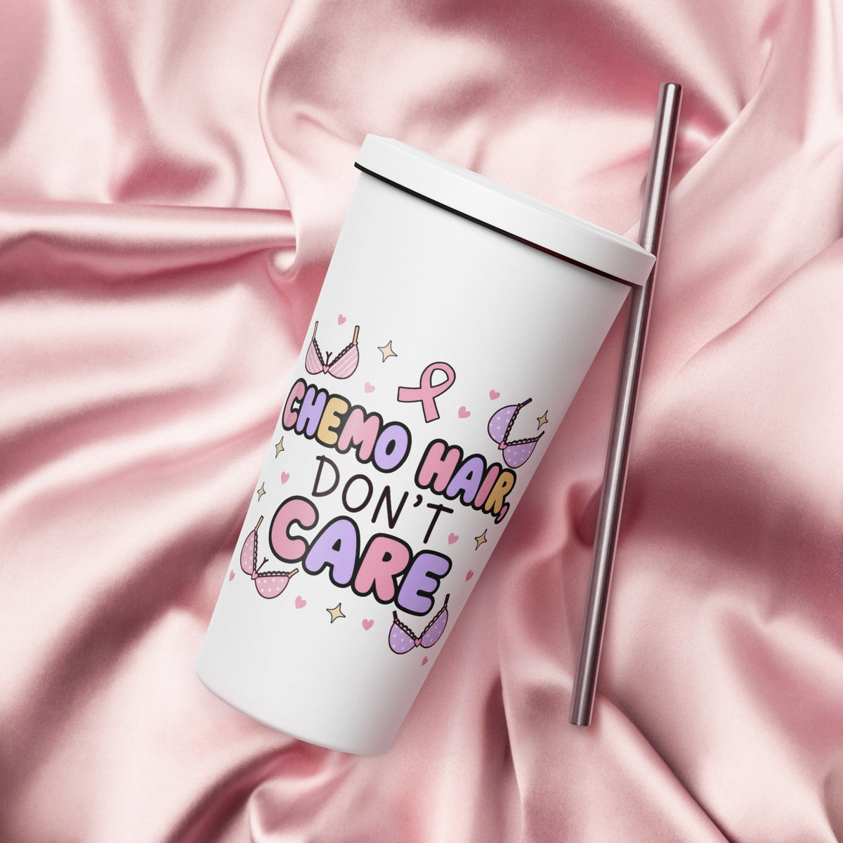 Chemo Hair Don't Care Breast Cancer 20oz Skinny Tumbler