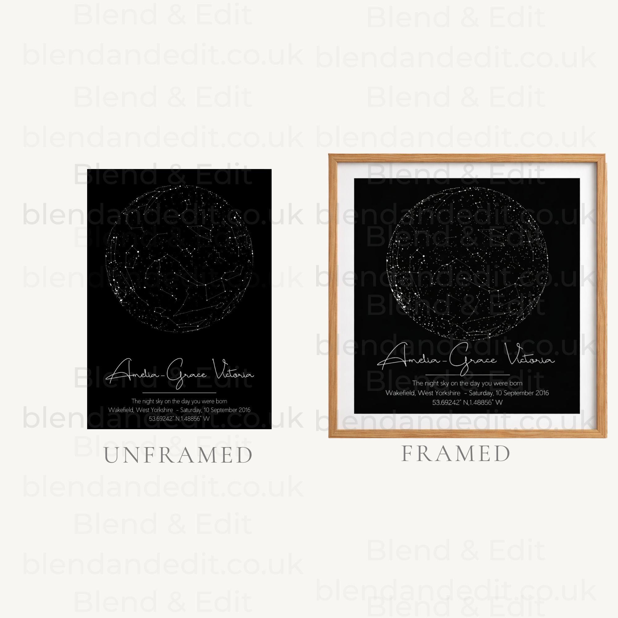 Unique Customised Celestial Map Print - Stellar Edition for Celeste, Personalised Night Sky Star Map Decoration