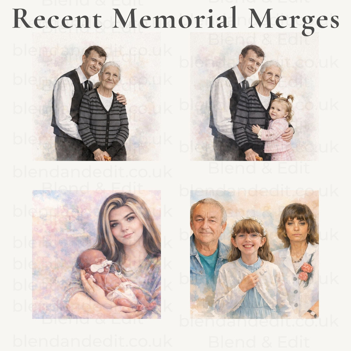 Personalised Memorial Photo Merge – Watercolour Print