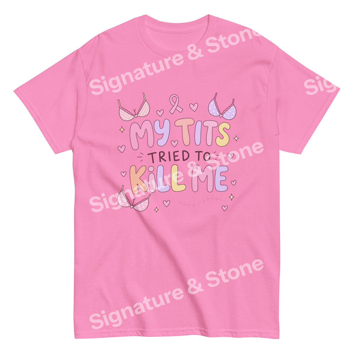 My Tits Tried to Kill Me Breast Cancer Awareness Funny Survivor T Shirt
