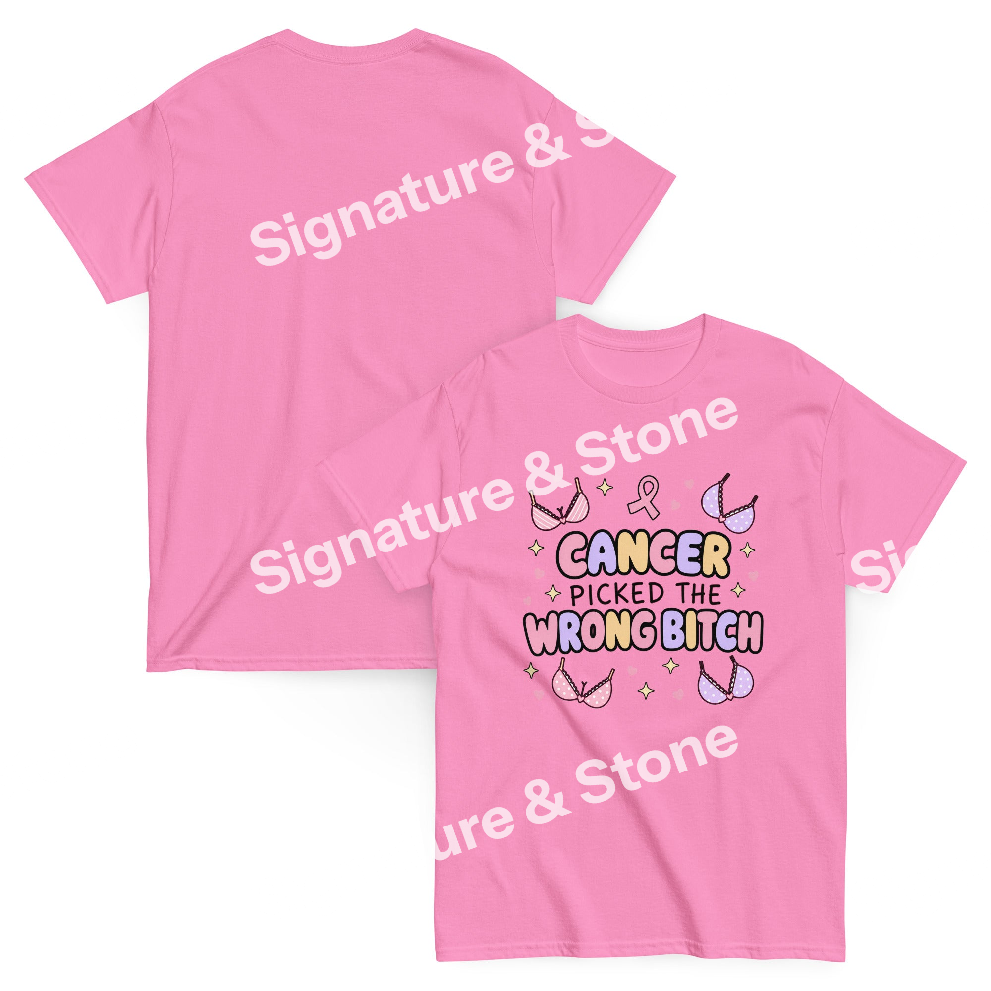 Cancer Picked the Wrong Bitch Funny Breast Cancer Survivor T Shirt